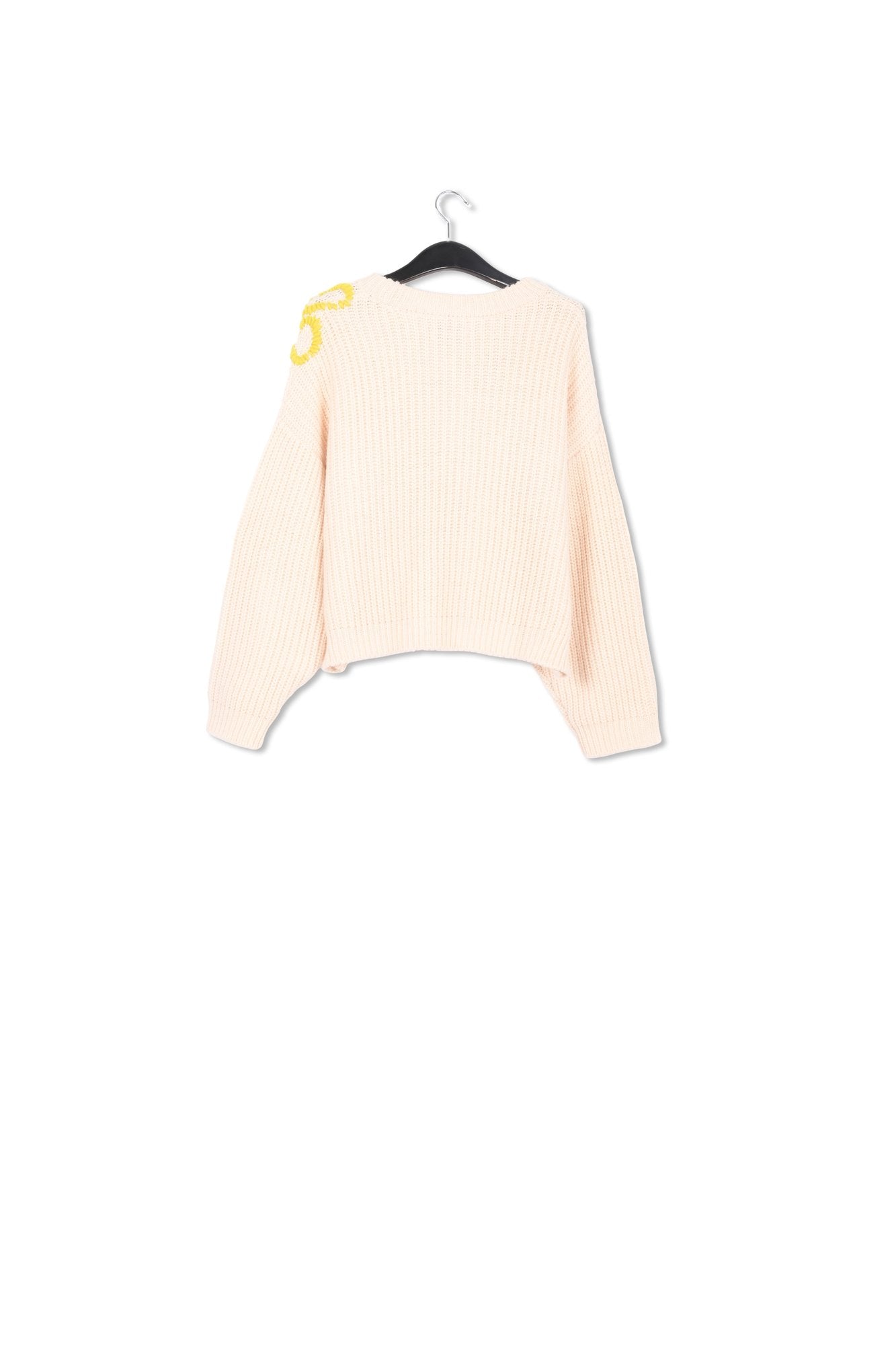 Pull en tricot écru à  fleurs brodées RE—SSENTIEL | Essentiel second hand