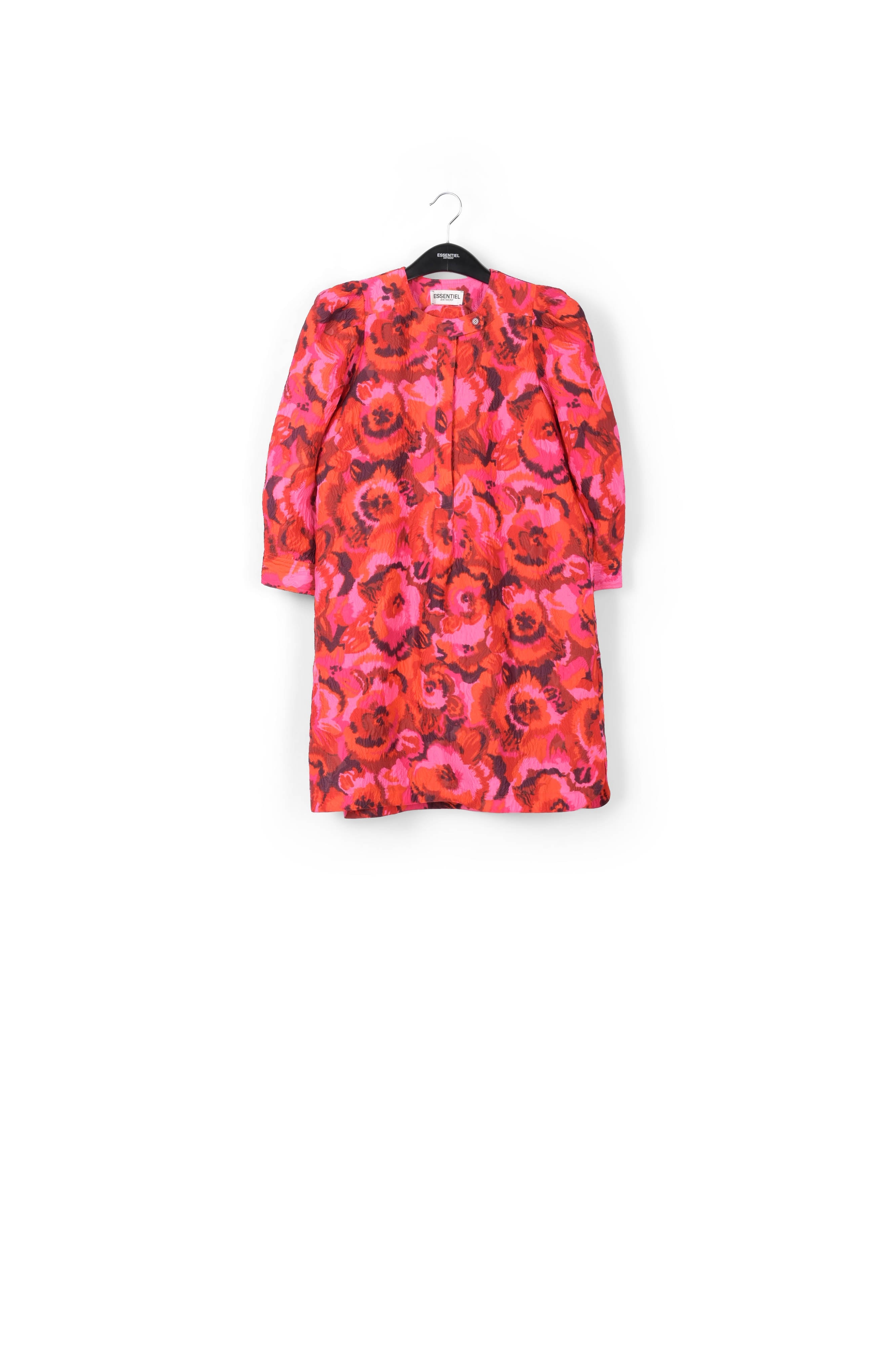Pink and red jacquard belted mini dress RE—SSENTIEL | Essentiel second hand