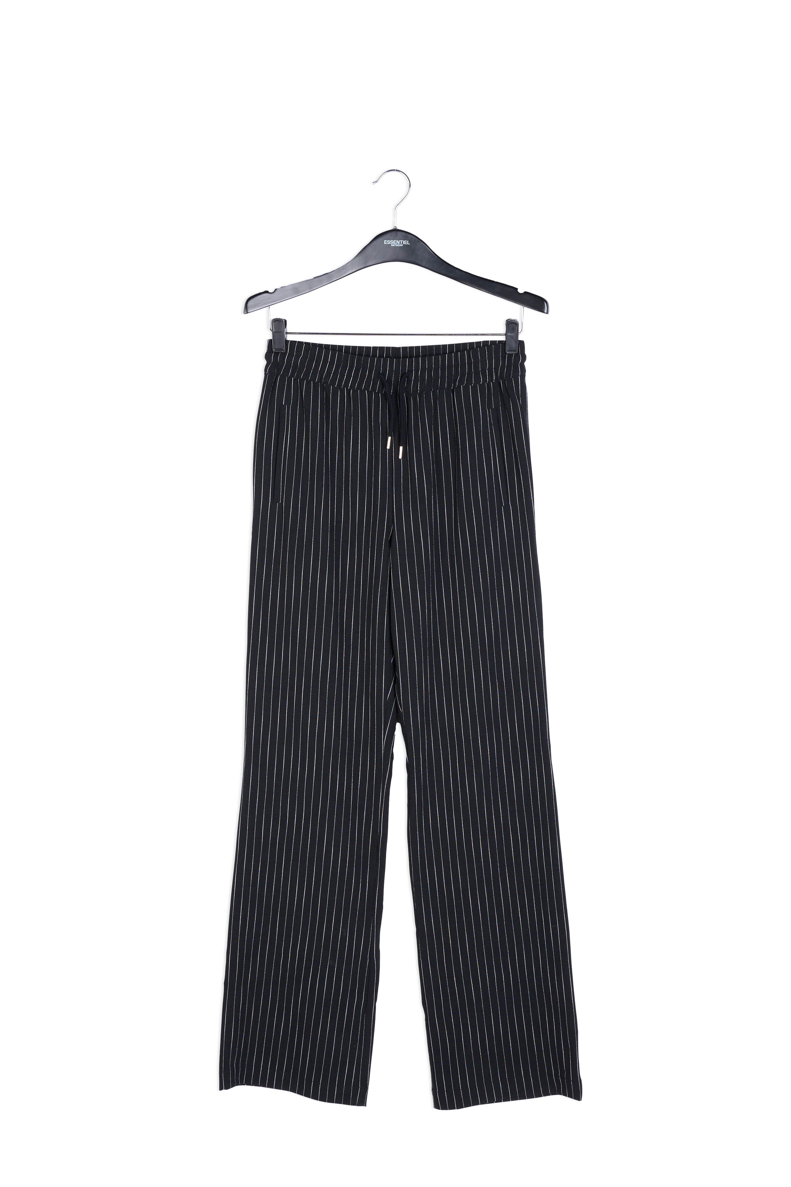Black pinstripe wide-leg pants RE—SSENTIEL | Essentiel second hand