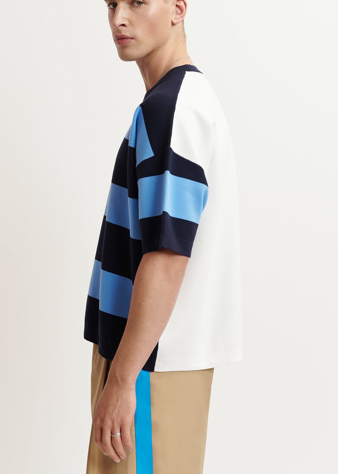 Blue and navy blue striped knit sweater RE—SSENTIEL | Essentiel second hand