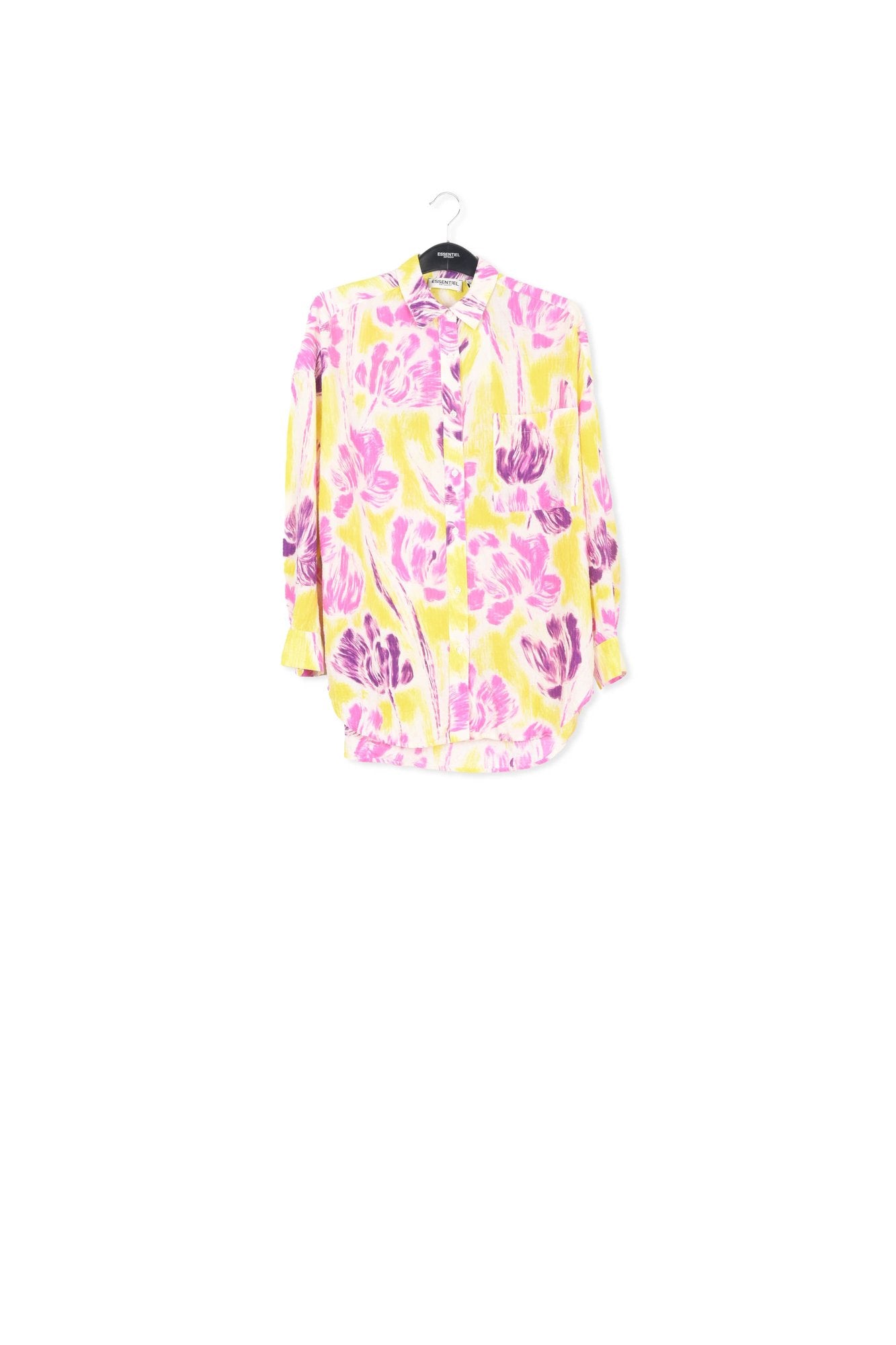 Yellow and purple floral print oversized shirt RE—SSENTIEL | Essentiel second hand