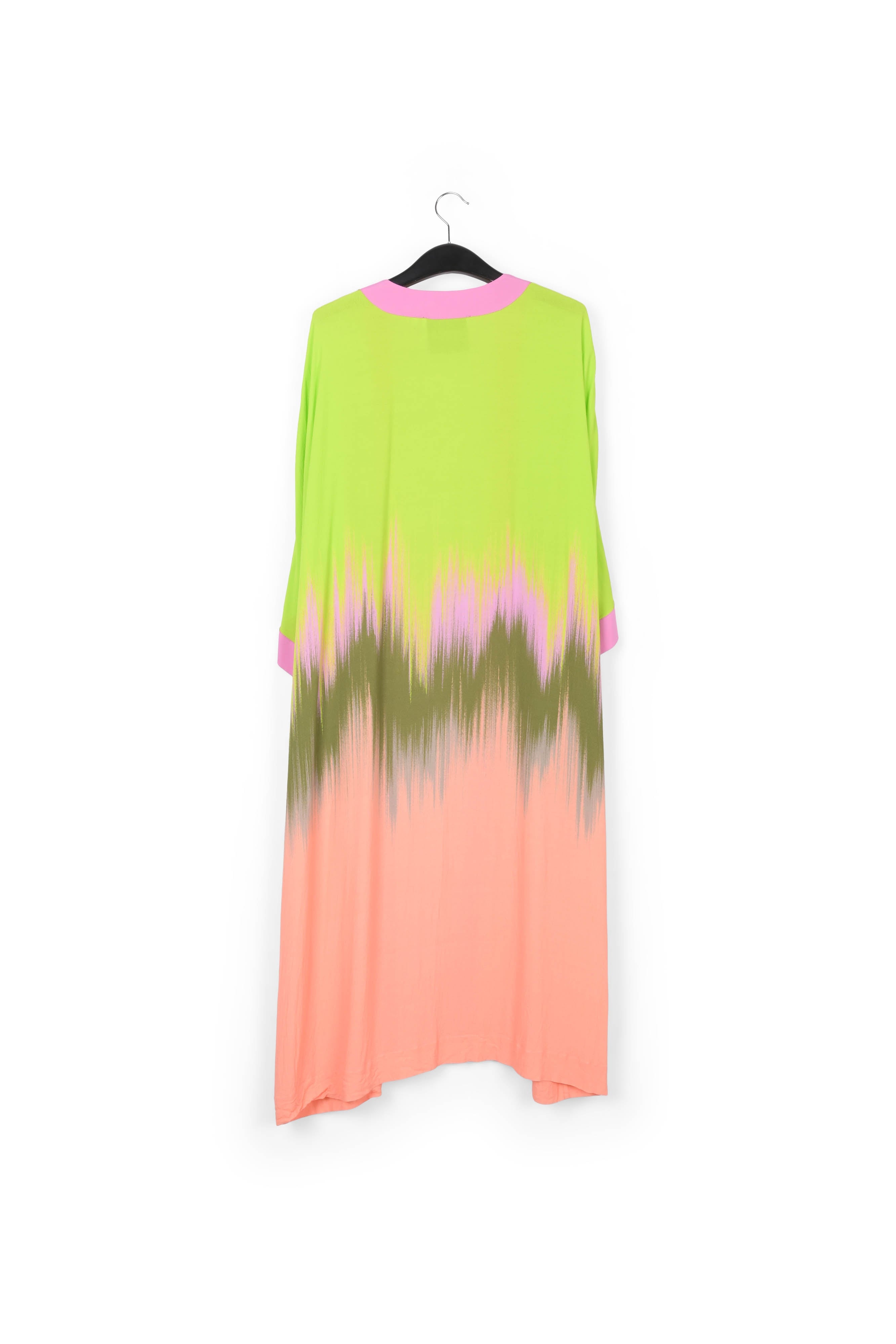Lime green, peach and khaki kimono with dip-dyed effect RE—SSENTIEL | Essentiel second hand