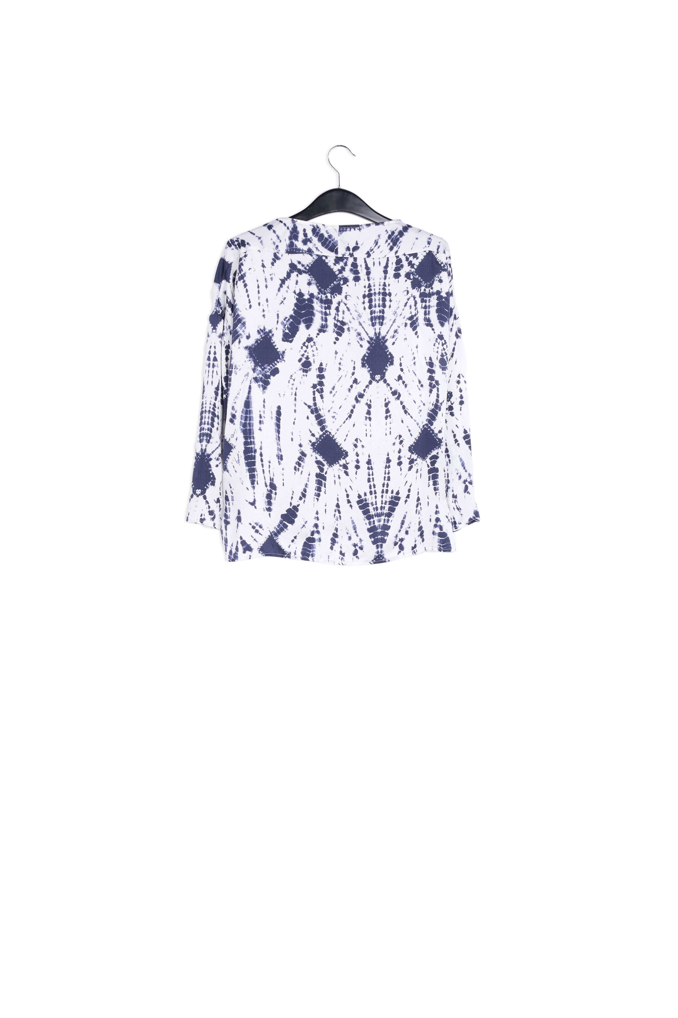 Top en soie tie-dye blanc cassé et bleu RE—SSENTIEL | Essentiel second hand