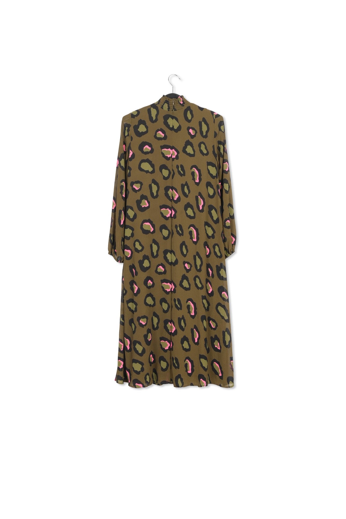 Khaki leopard-print midi-length dress RE—SSENTIEL | Essentiel second hand