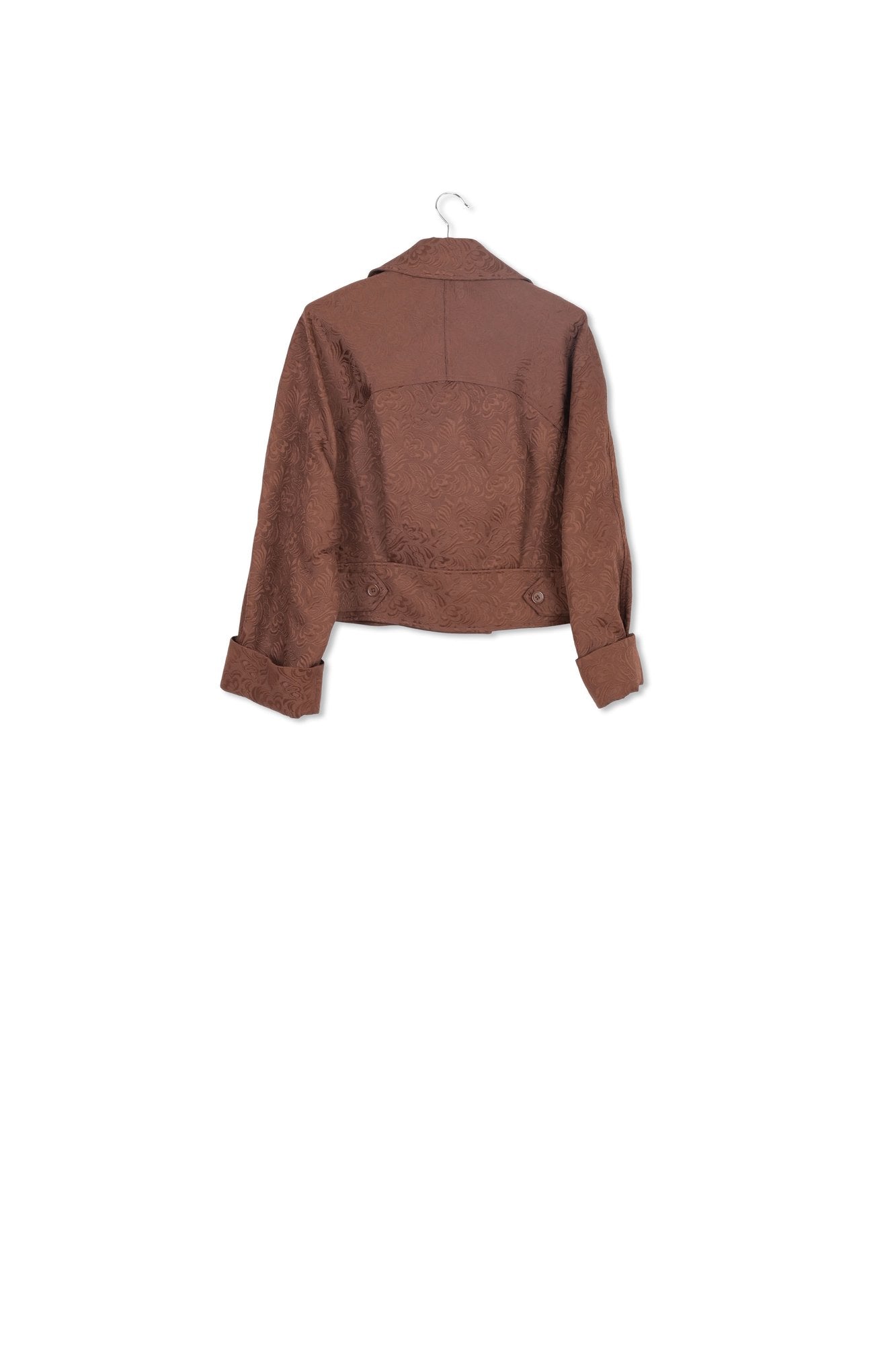 Brown jacquard double-breasted jacket RE—SSENTIEL | Essentiel second hand