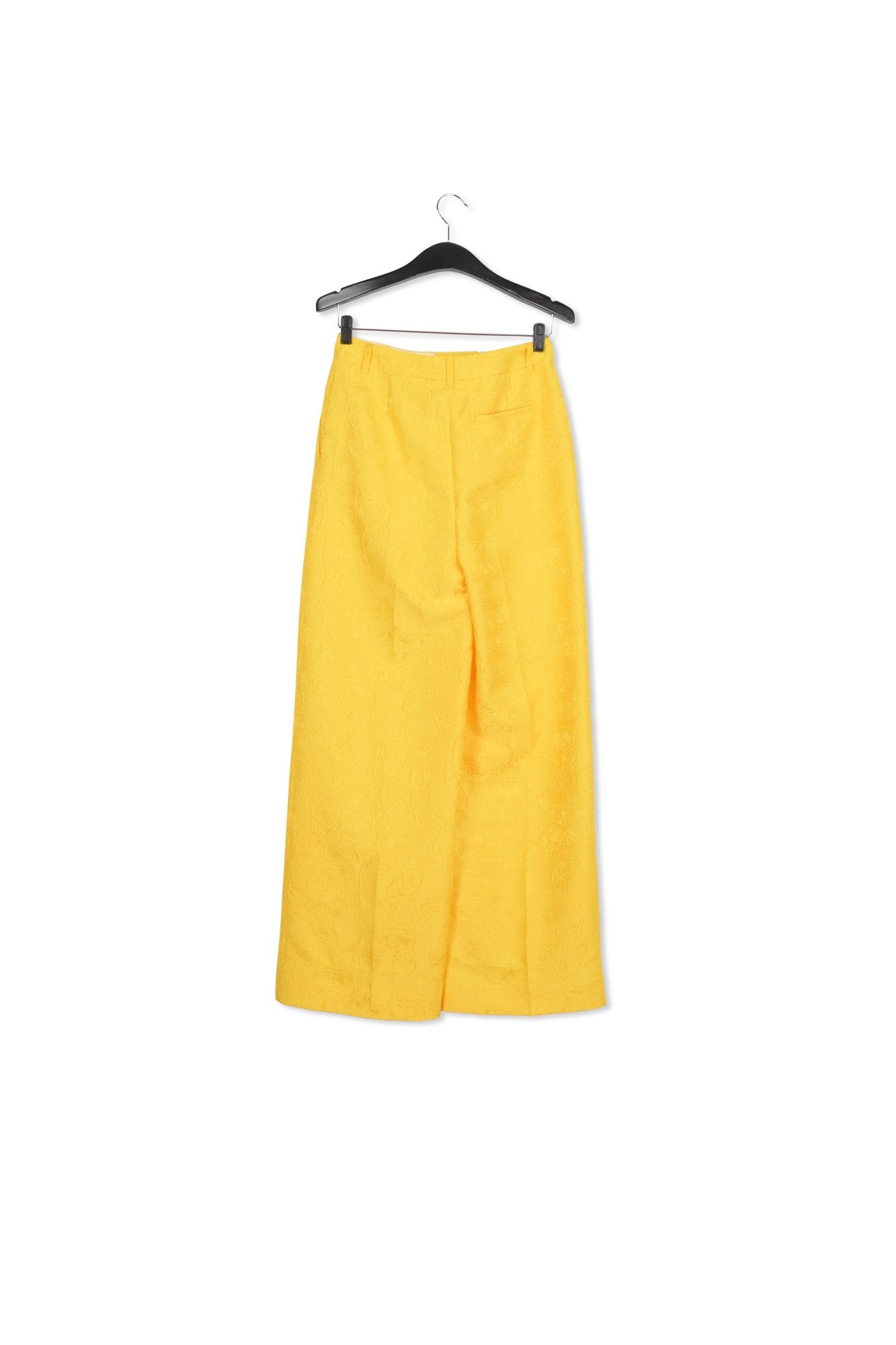 Yellow floral-jacquard straight-leg pants RE—SSENTIEL | Essentiel second hand