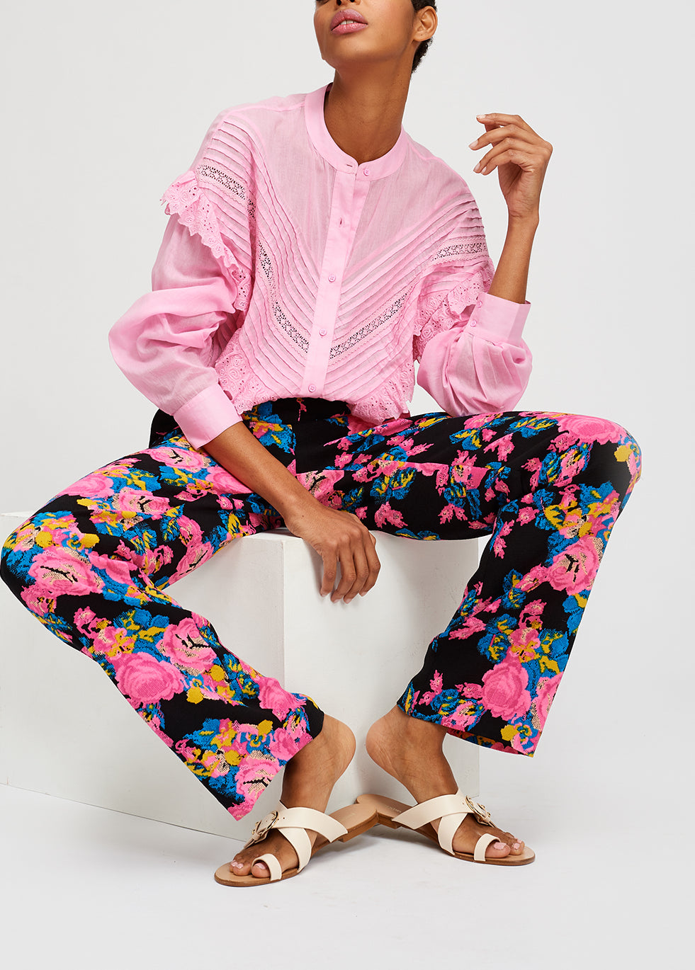 Ruffled soft pink shirt RE—SSENTIEL | Essentiel second hand