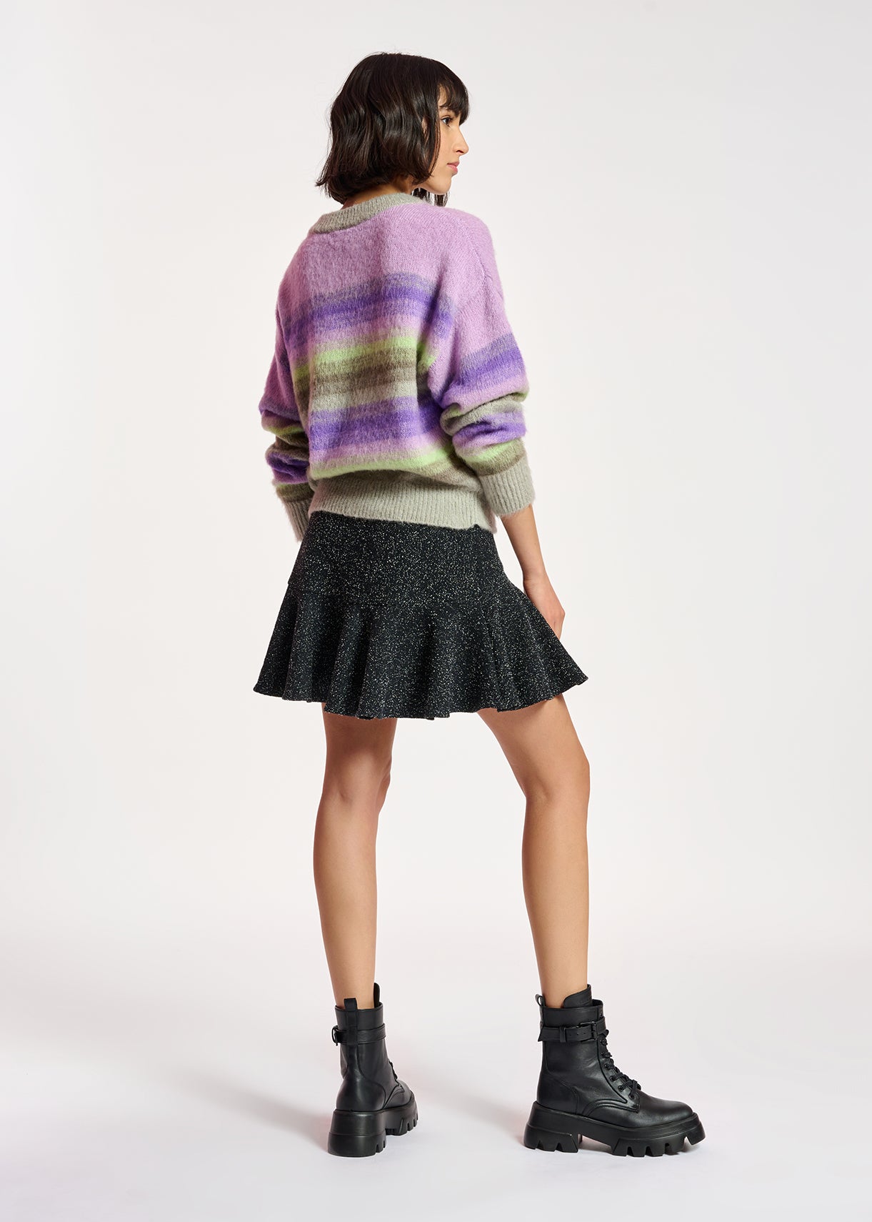 Pull à  rayures pourpres, vert menthe et beiges RE—SSENTIEL | Essentiel second hand