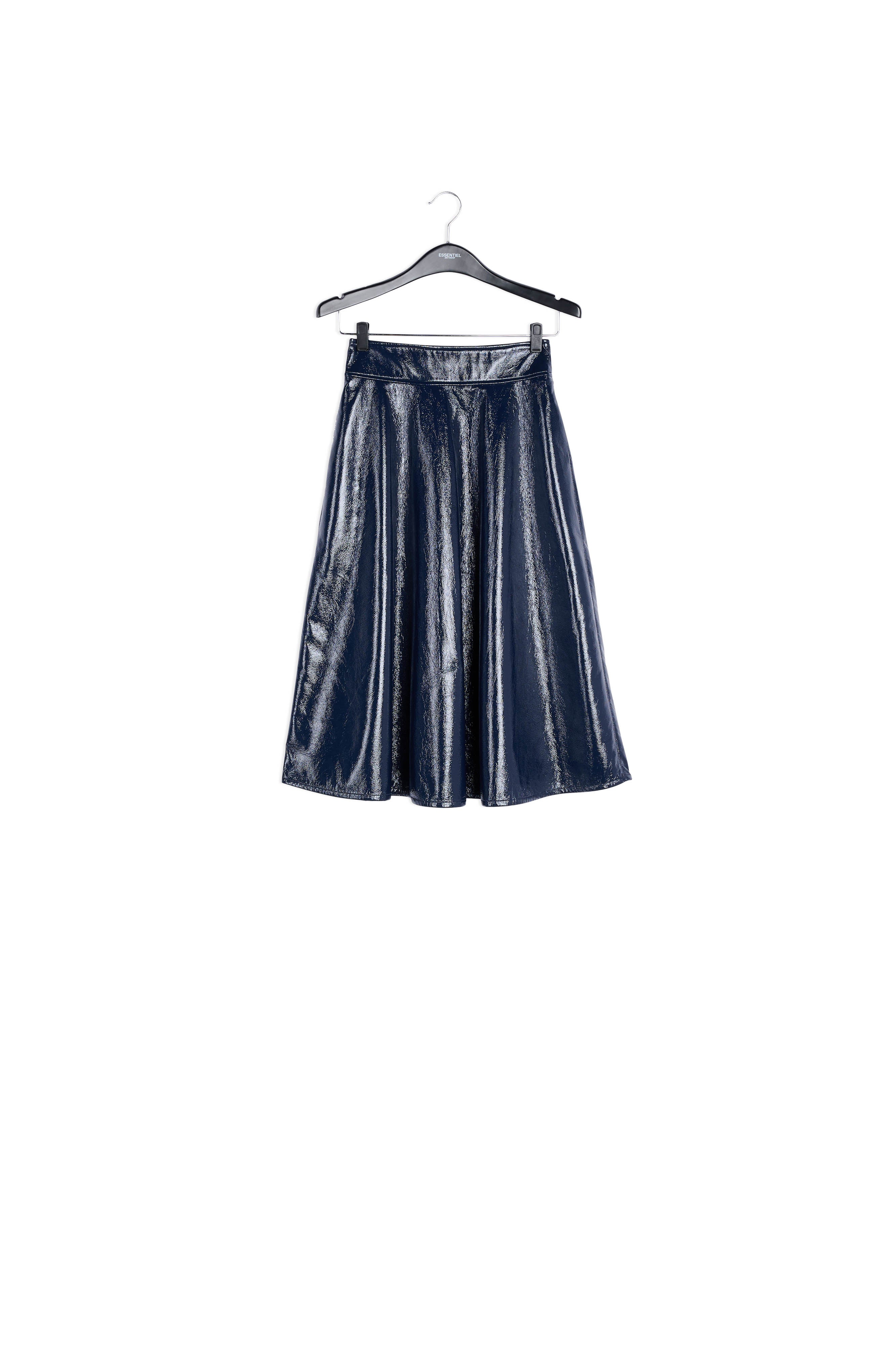 Dark blue faux leather A-line skirt RE—SSENTIEL | Essentiel second hand