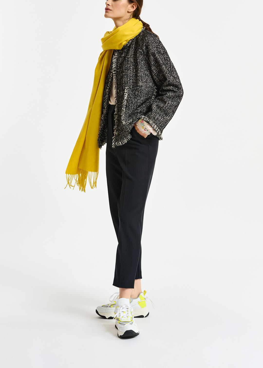 Yellow oversized wool scarf RE—SSENTIEL | Essentiel second hand