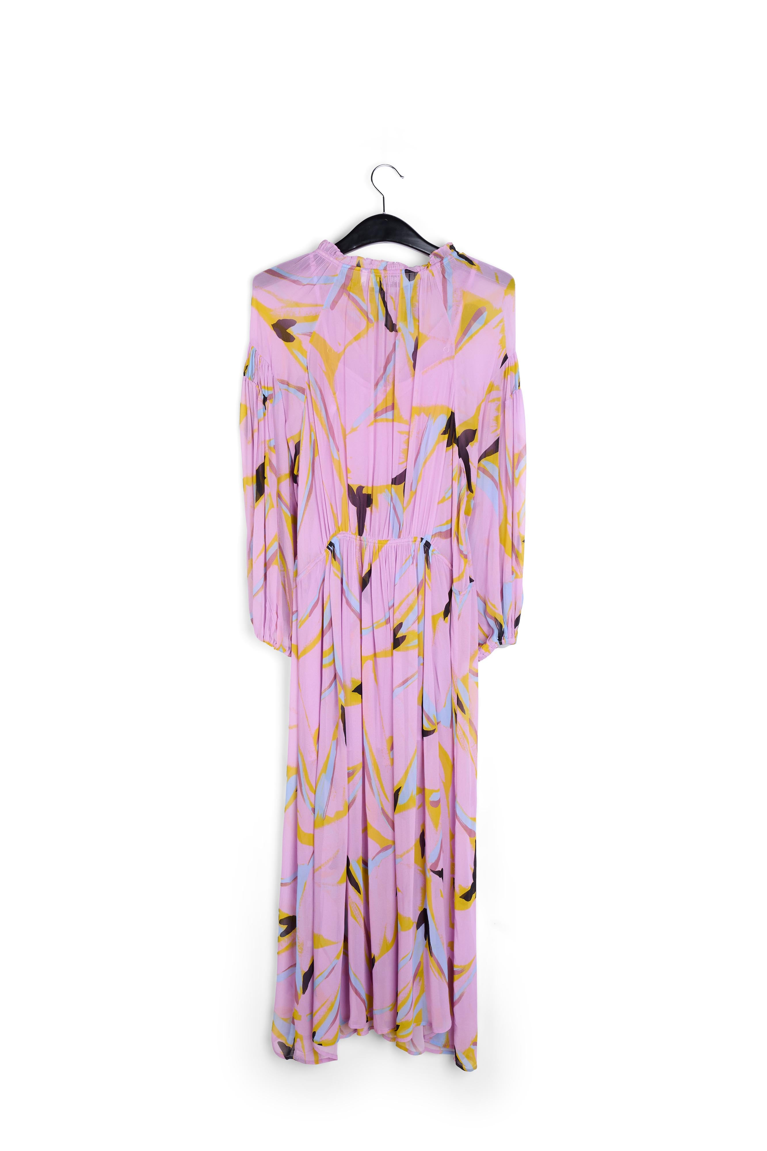 Lila maxi-jurk met abstracte print RE—SSENTIEL | Essentiel second hand