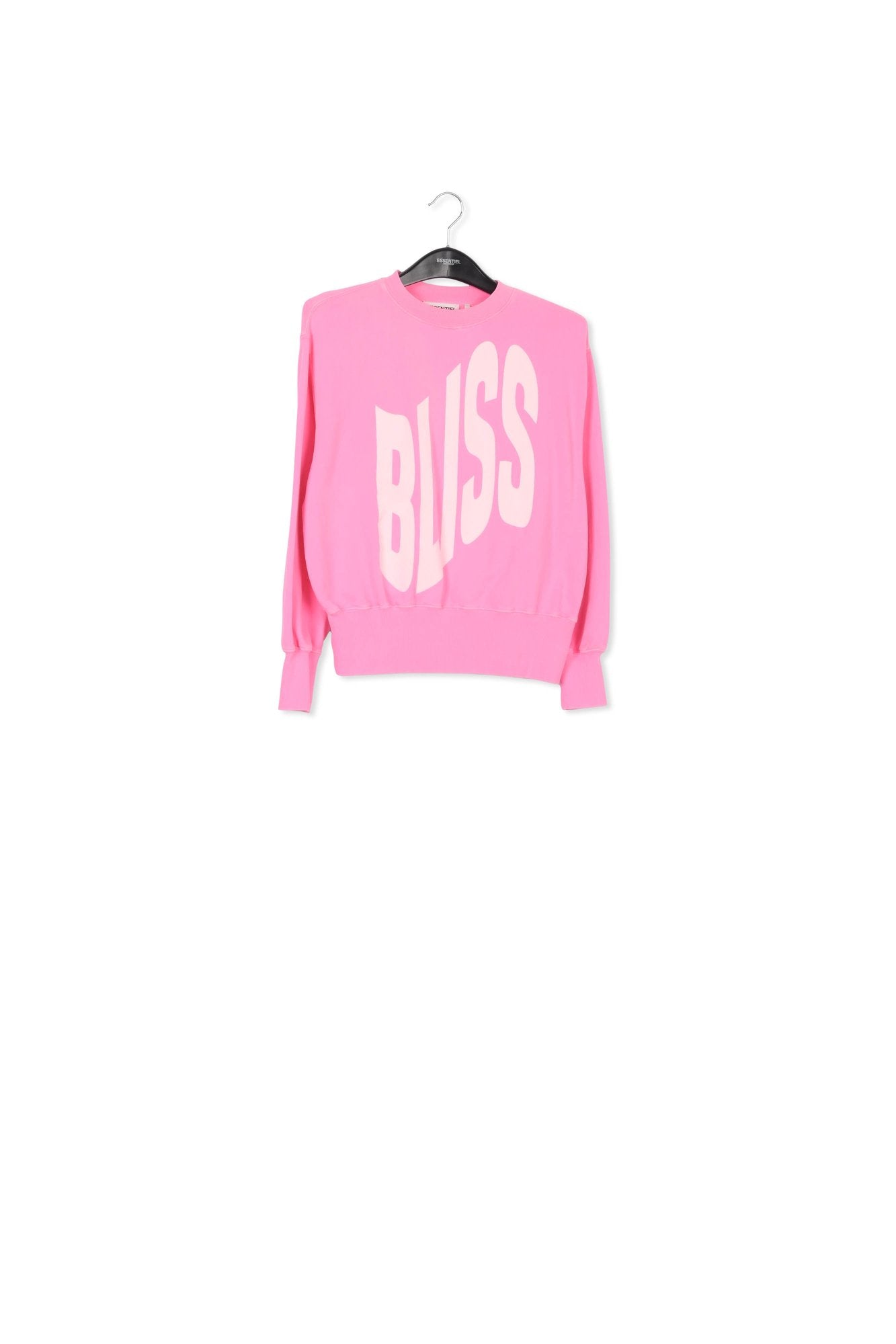 Neon pink organic cotton sweathirt with text print RE—SSENTIEL | Essentiel second hand