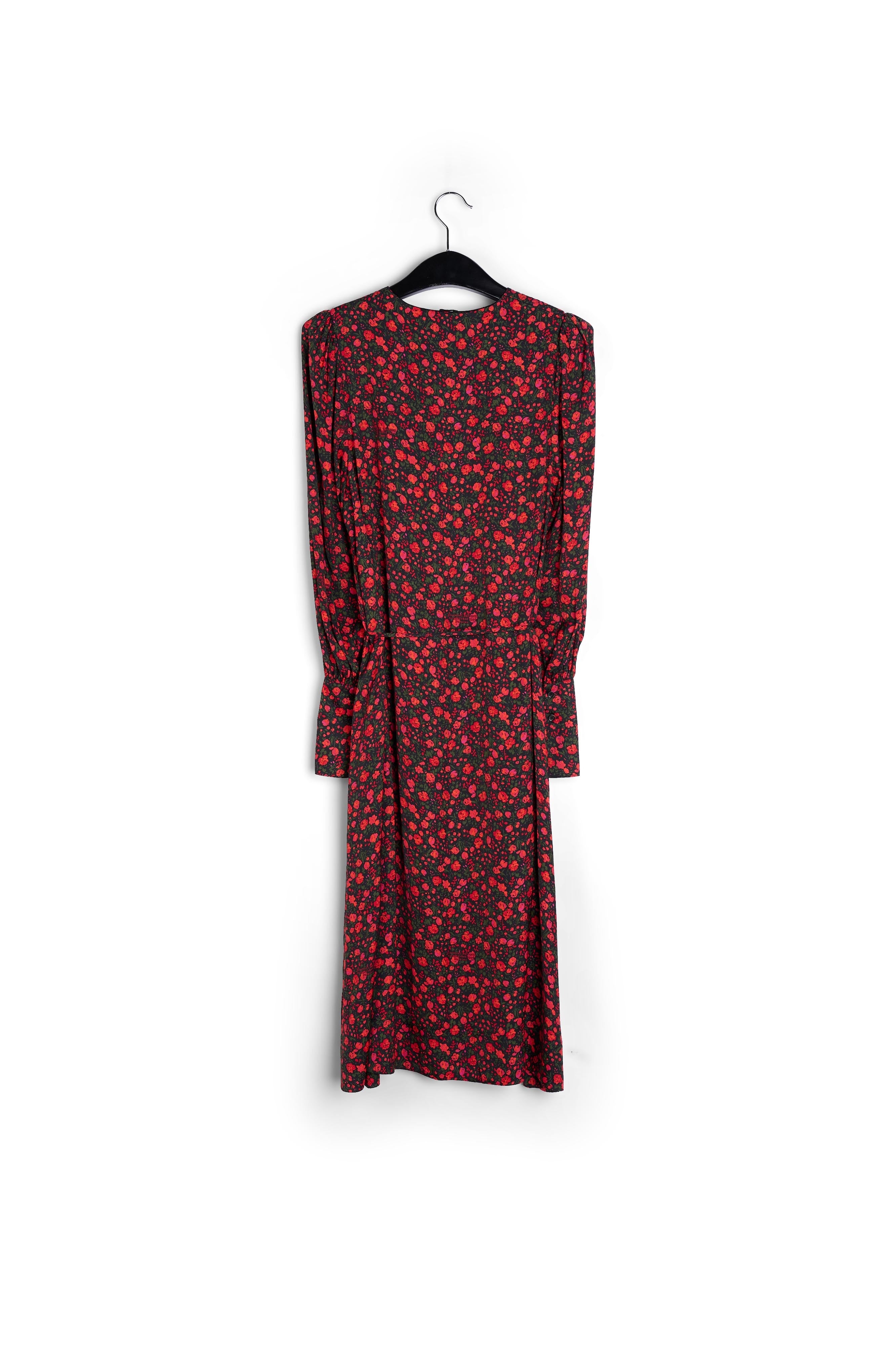 Maxi-jurk met zwarte en rode bloemenprint RE—SSENTIEL | Essentiel second hand