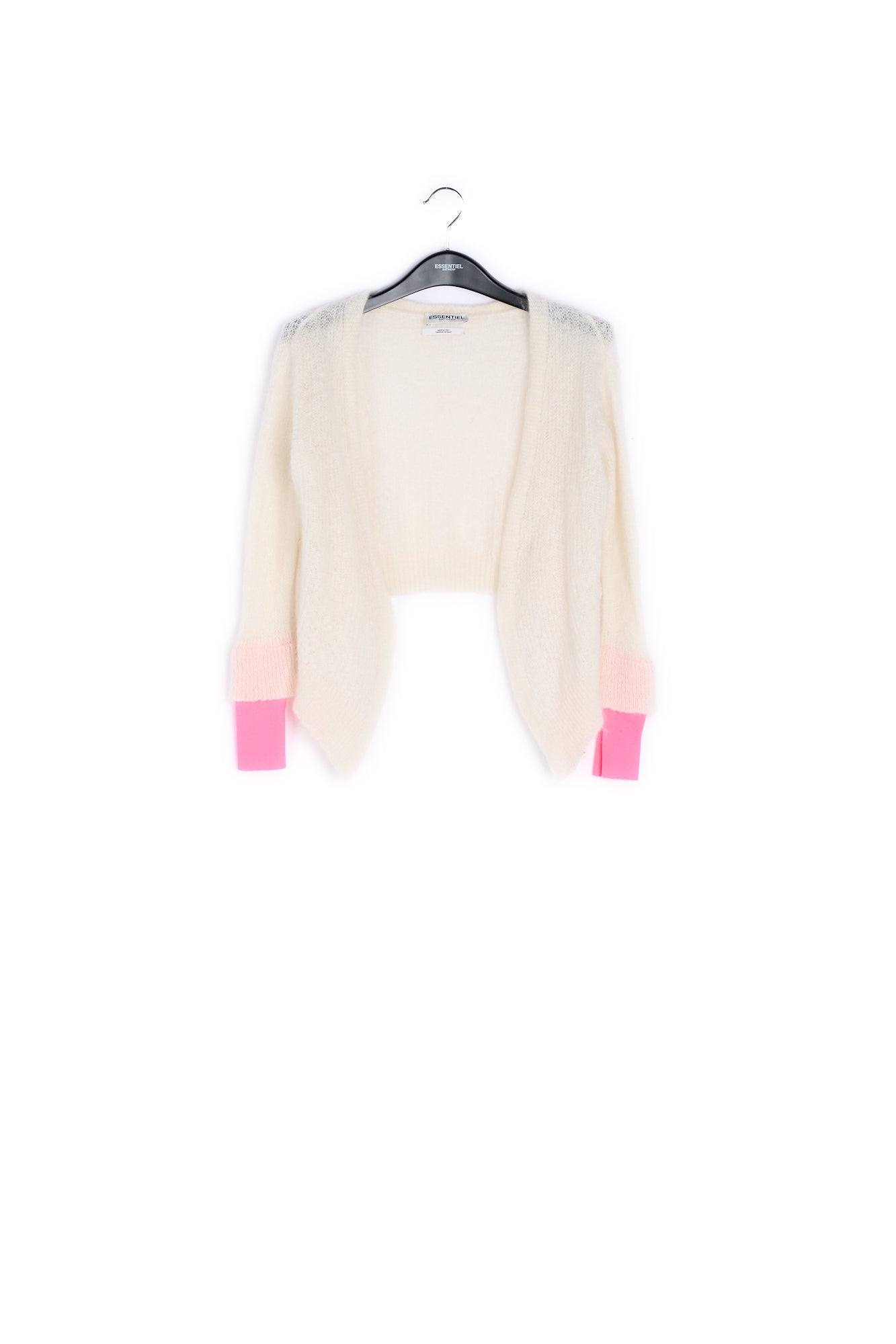 Off-white mohair-blend cardigan with neon cuffs RE—SSENTIEL | Essentiel second hand