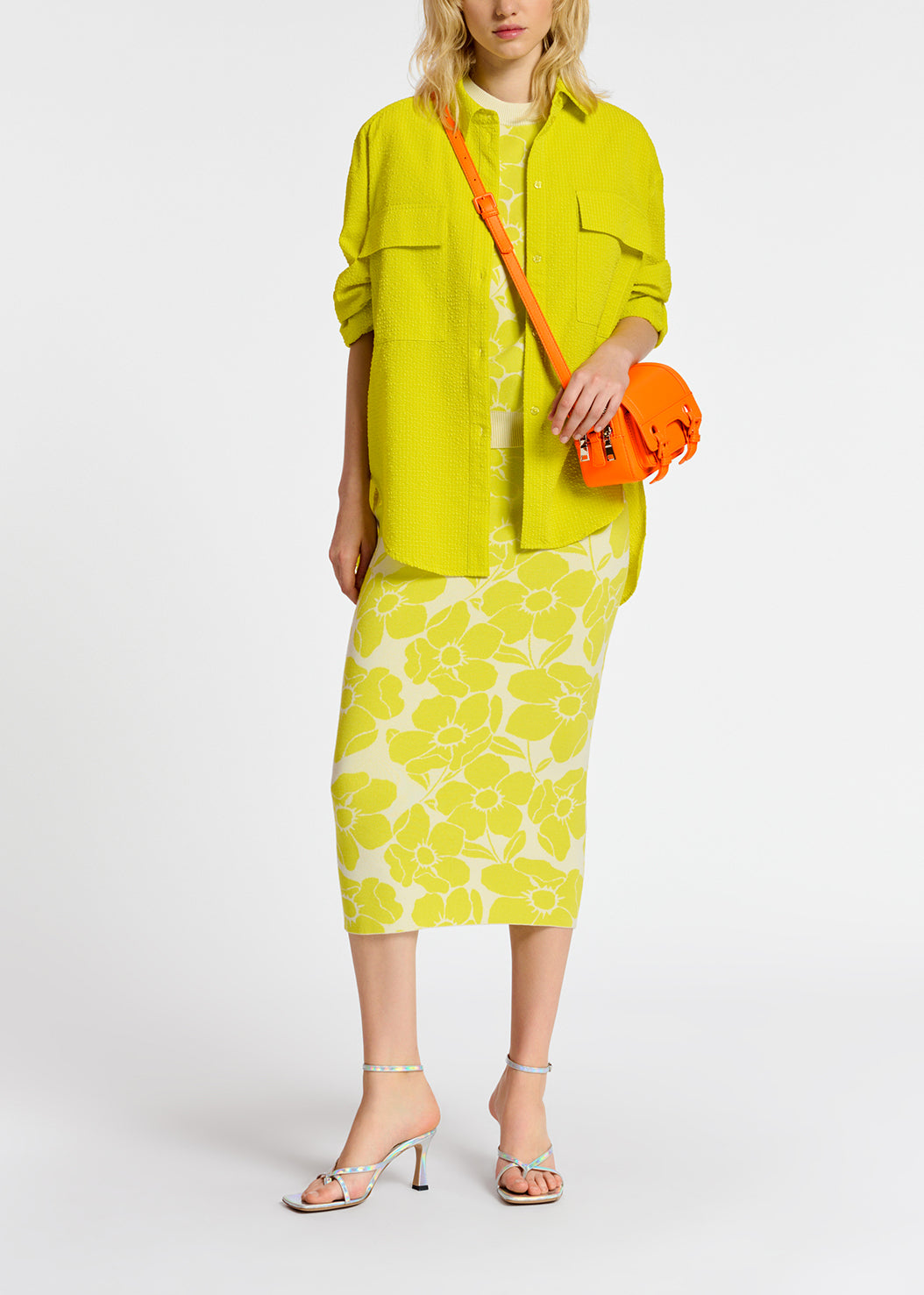 Top sans manches en jacquard fleuri blanc cassé et jaune RE—SSENTIEL | Essentiel second hand