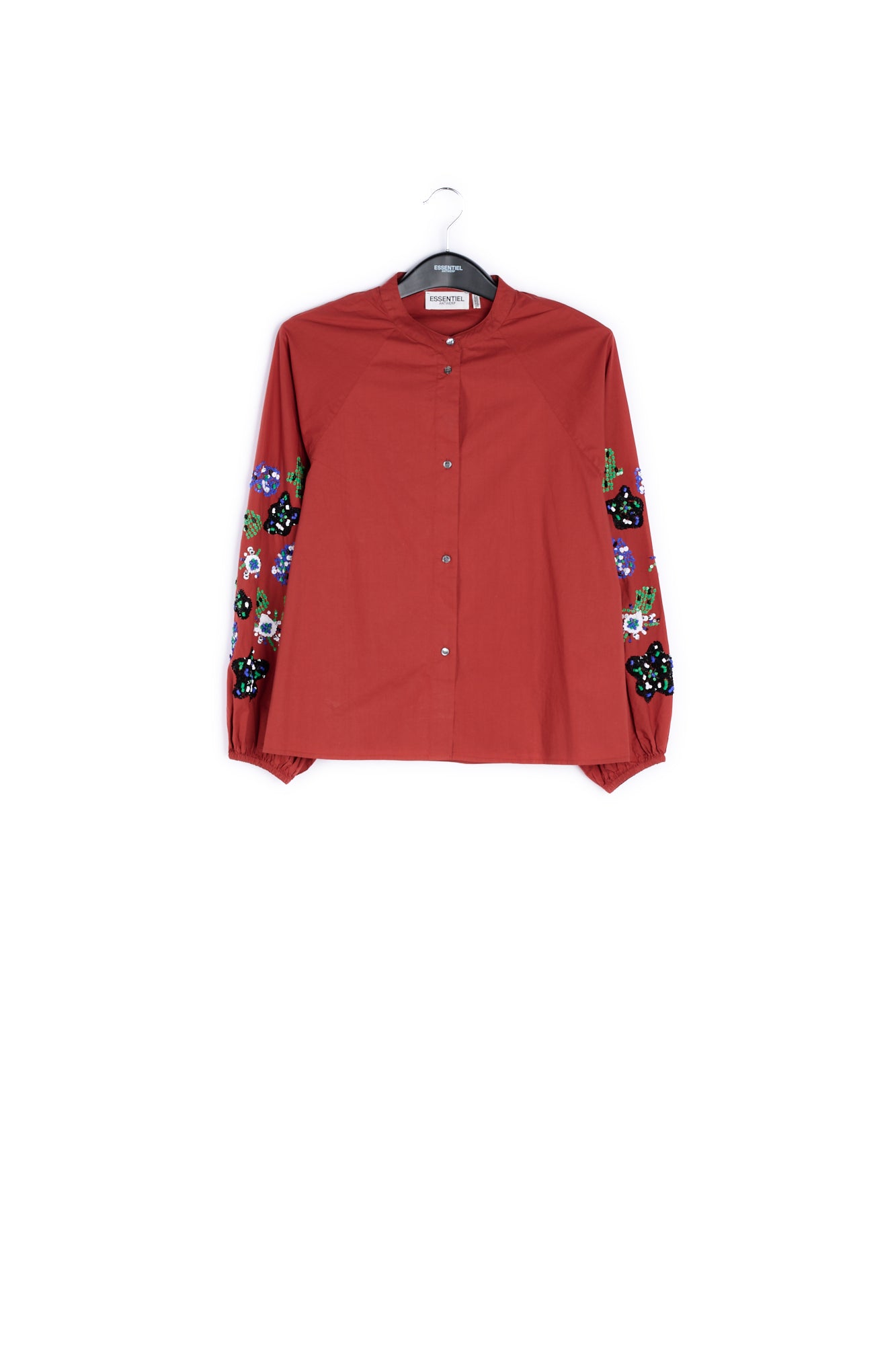 Burgundy sequin-embroidered shirt RE—SSENTIEL | Essentiel second hand