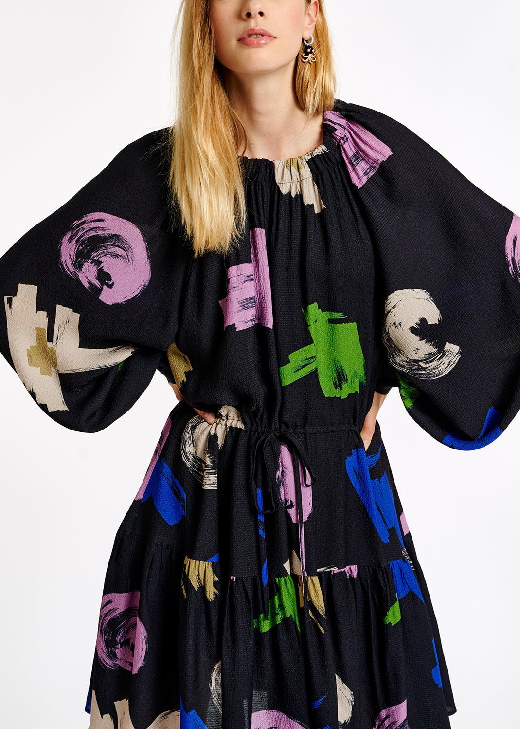 Mini robe à fleurs bleue, lilas et blanc cassé RE—SSENTIEL | Essentiel second hand