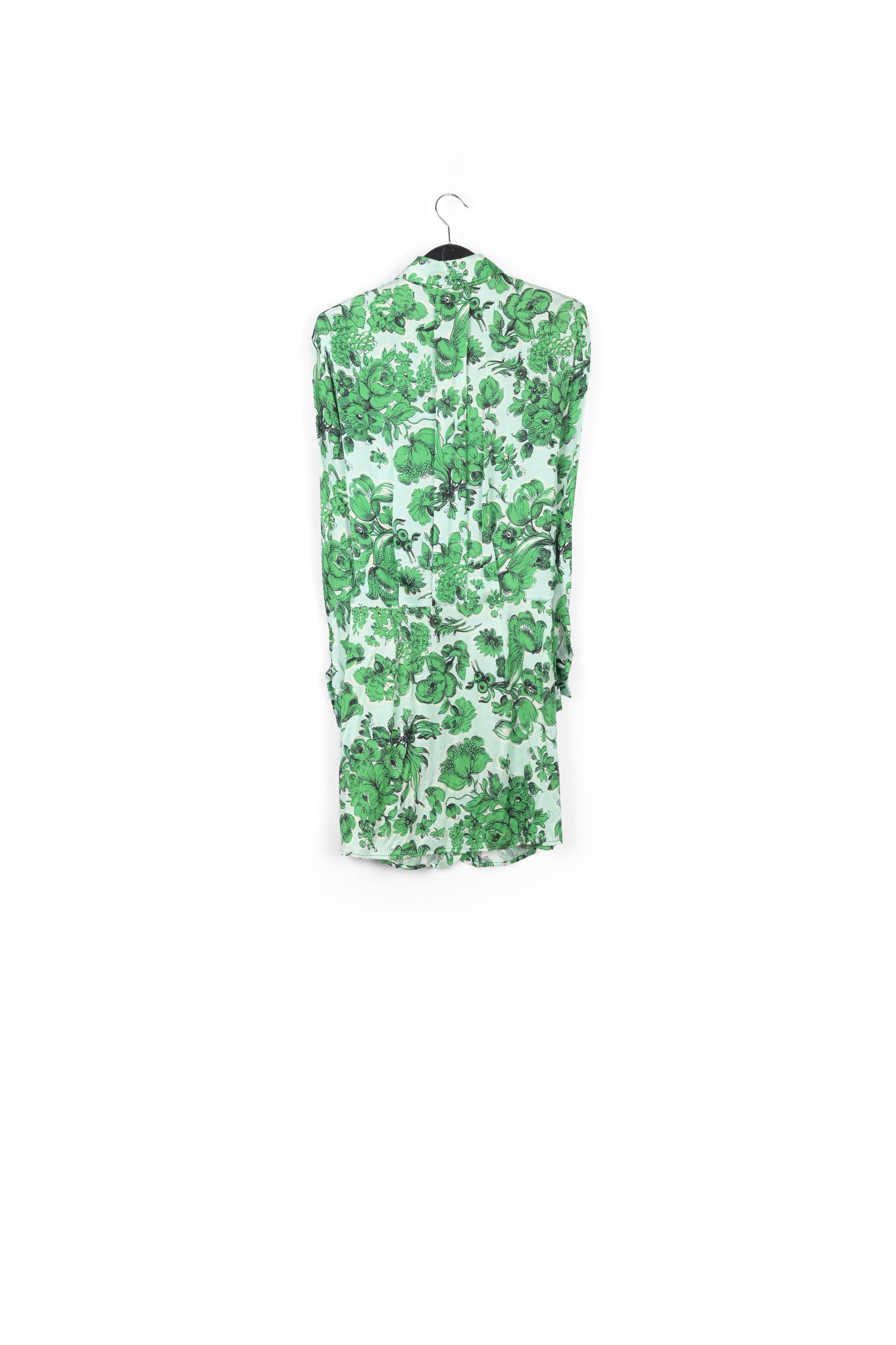 Light blue and green floral silk mini dress RE—SSENTIEL | Essentiel second hand