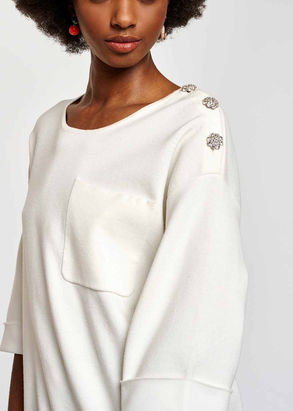 Gebroken witte trui met korte mouwen RE—SSENTIEL | Essentiel second hand