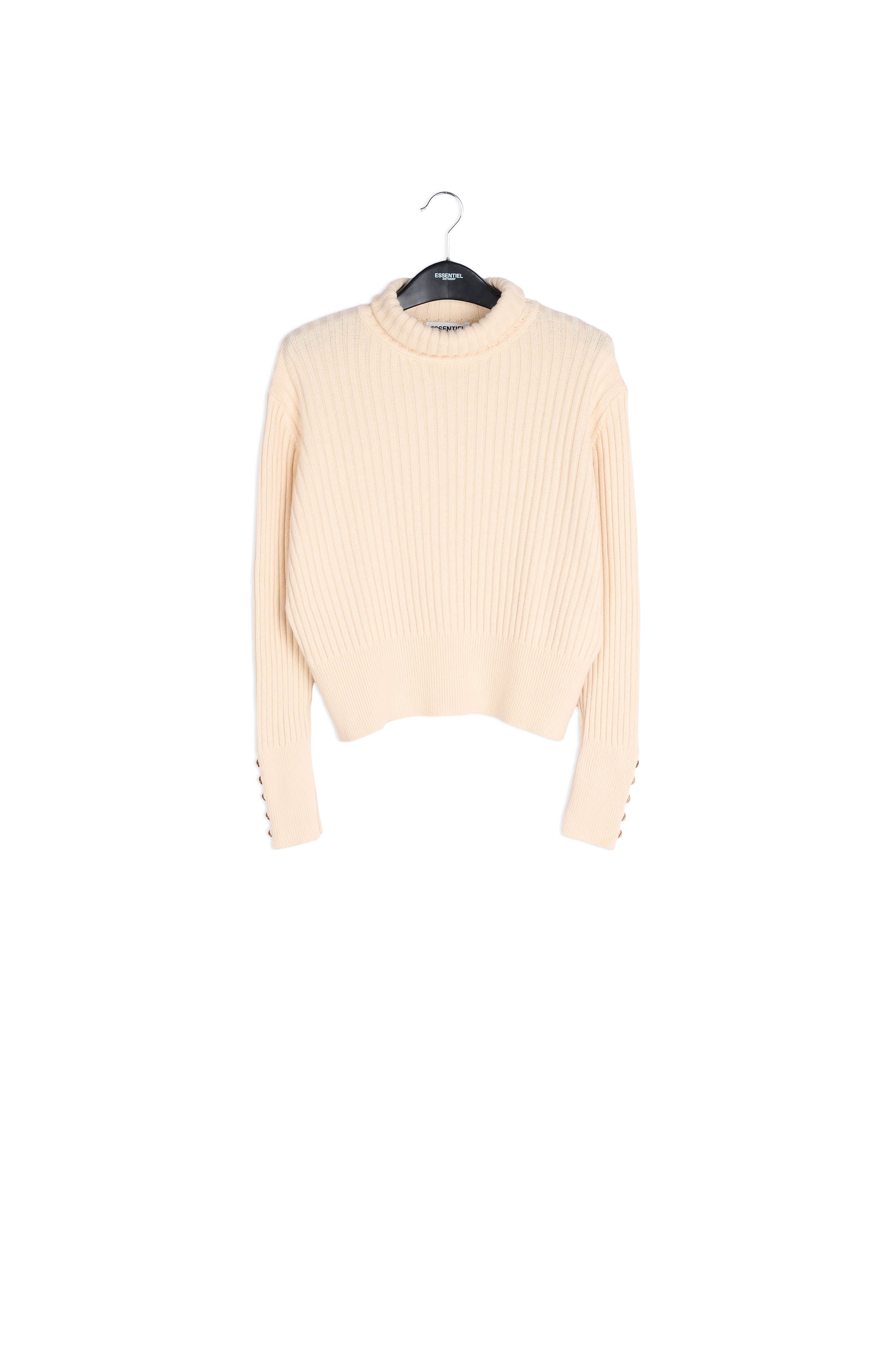 Off-white cotton and wool-blend turtleneck sweater RE—SSENTIEL | Essentiel second hand