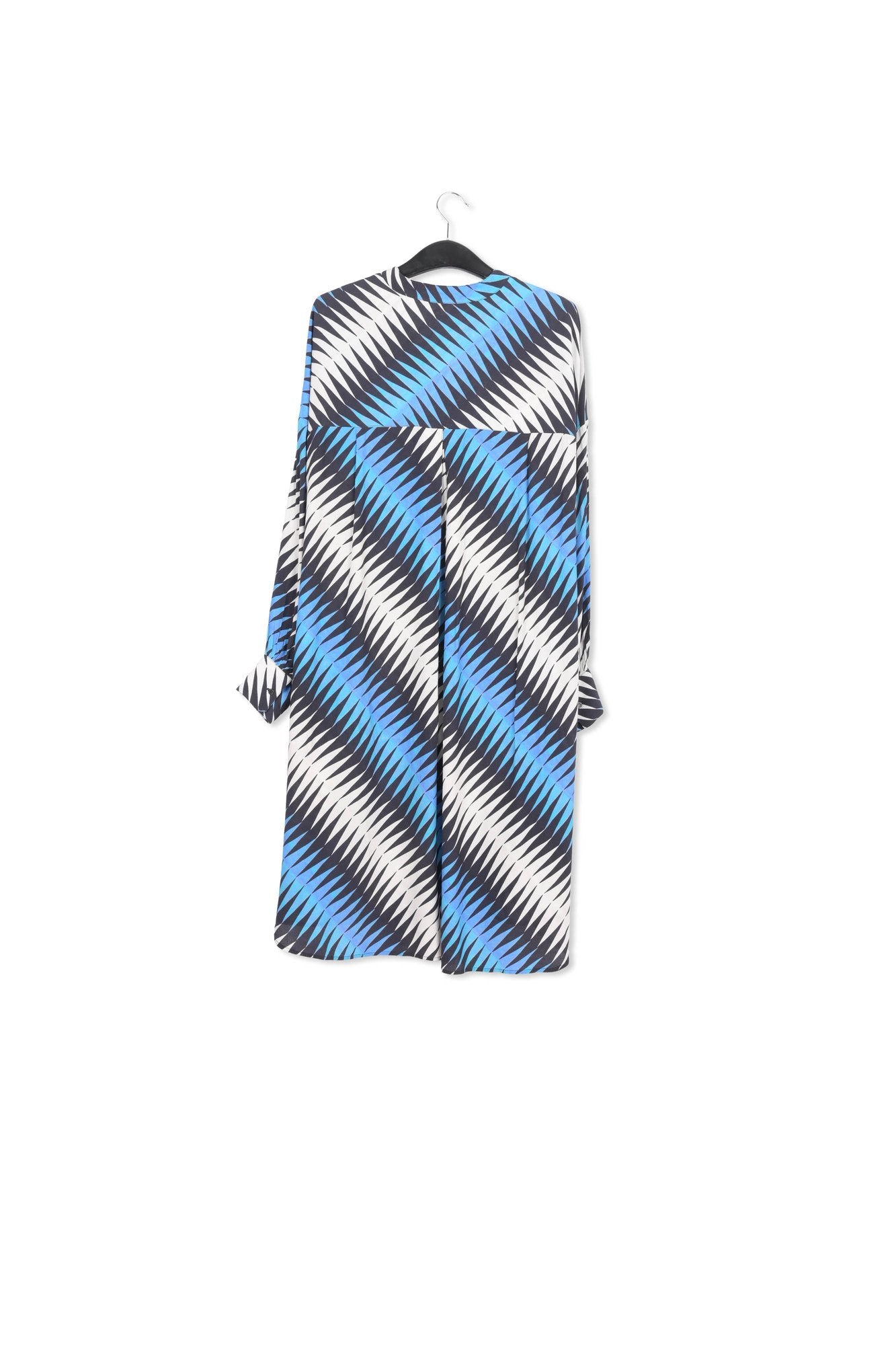 Blue, black and white graphic print knee-length dress RE—SSENTIEL | Essentiel second hand