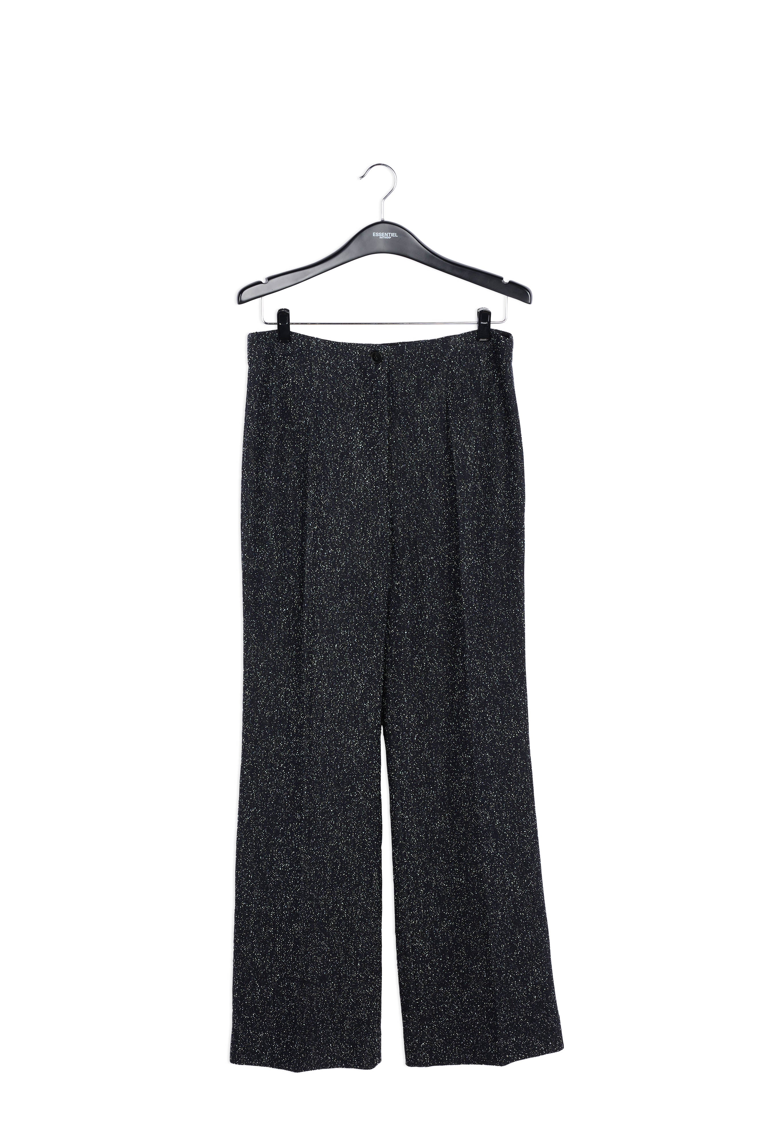 Black wide-leg bouclé pants RE—SSENTIEL | Essentiel second hand