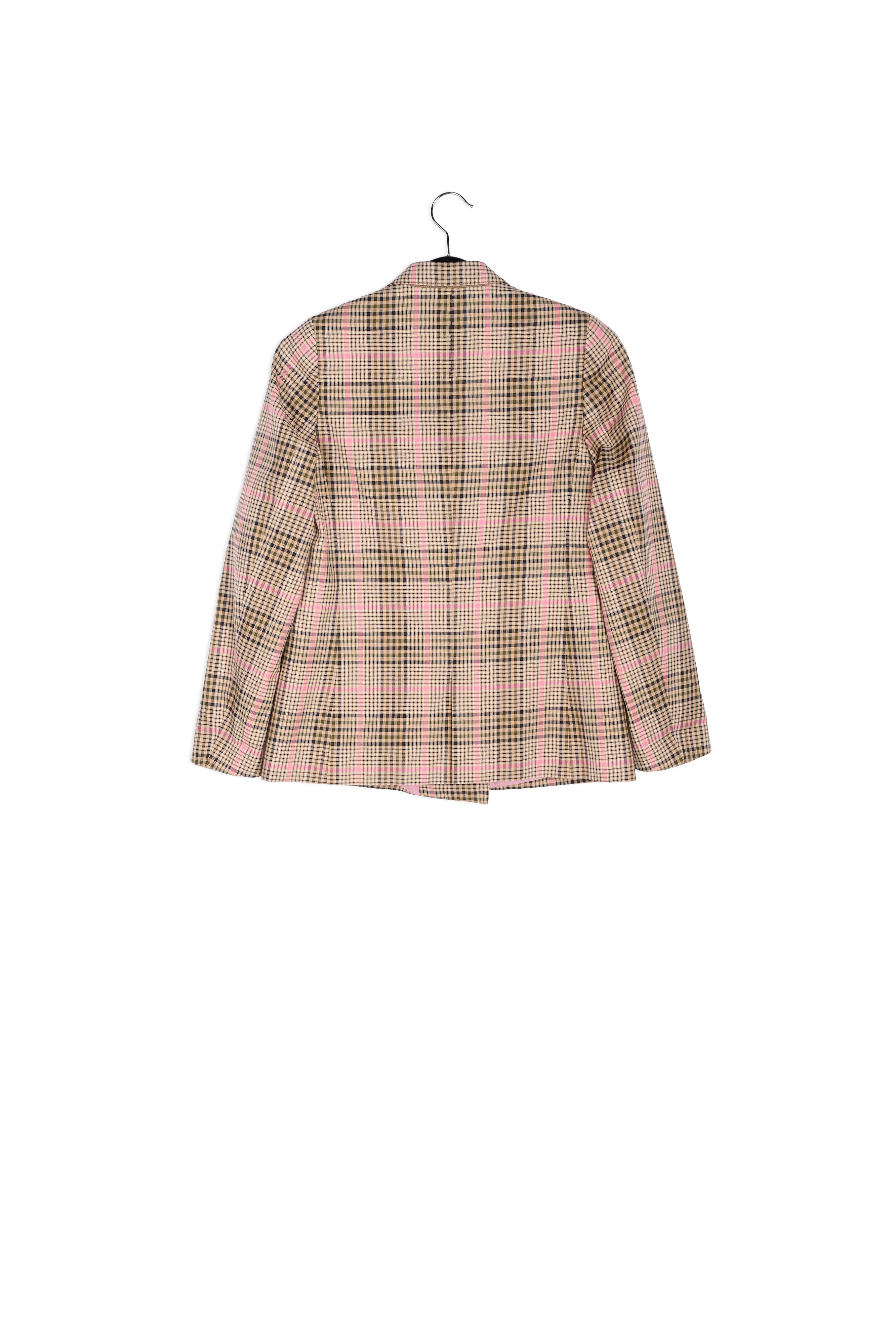 Beige and pink plaid blazer RE—SSENTIEL | Essentiel second hand