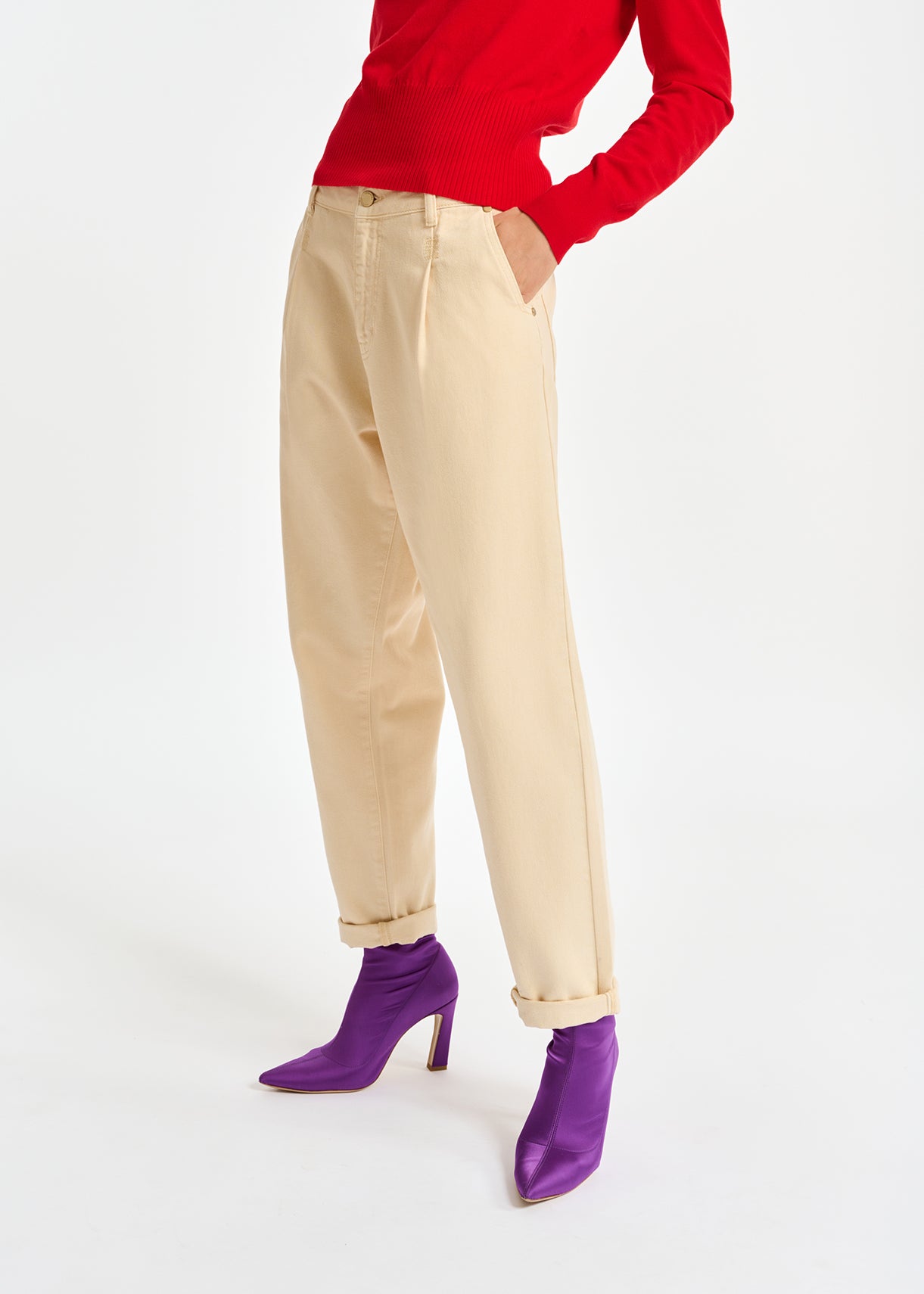 Ecru jeans met hoge taille RE—SSENTIEL | Essentiel second hand