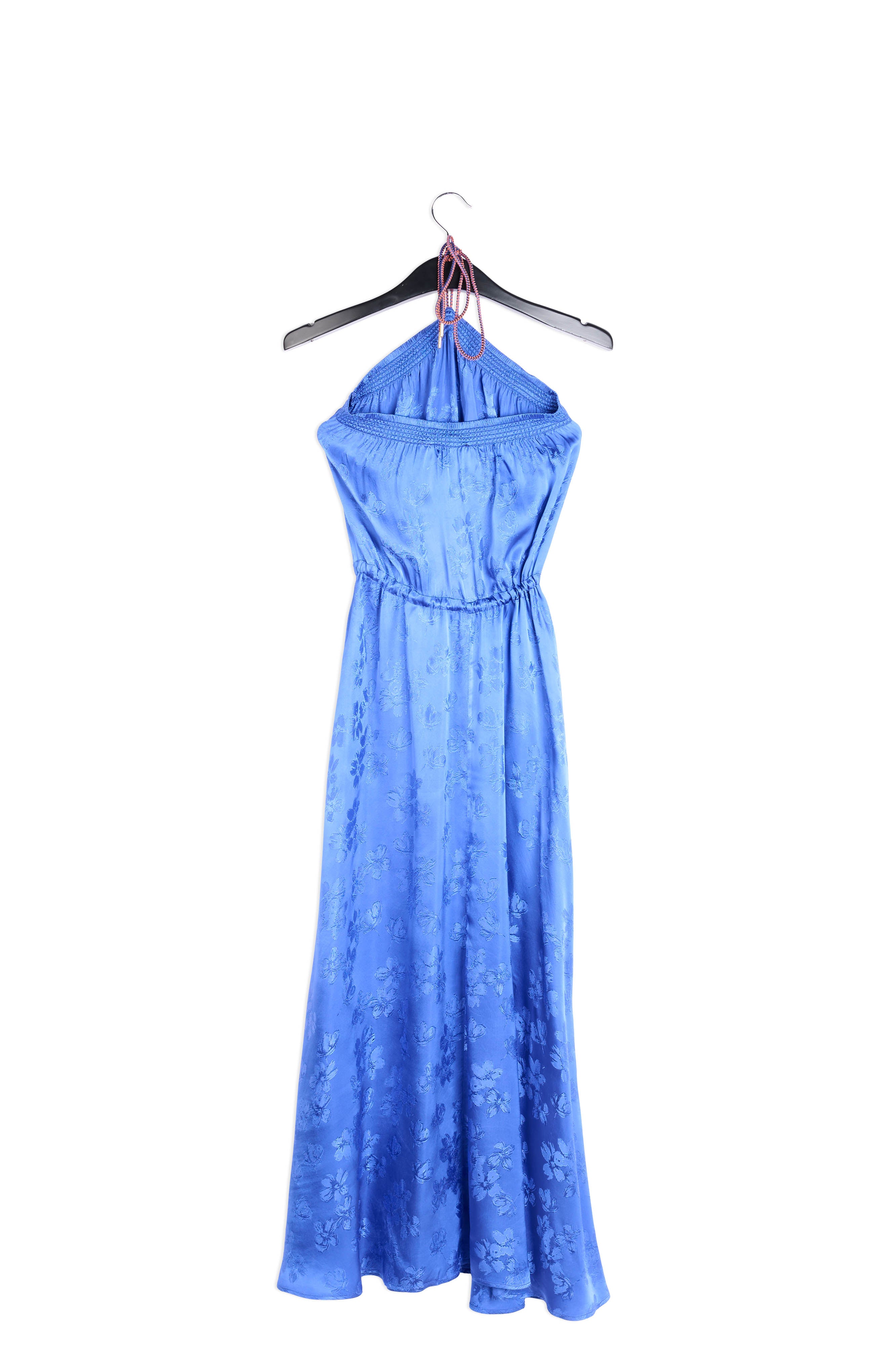 Cobalt blue floral-print jacquard maxi dress RE—SSENTIEL | Essentiel second hand