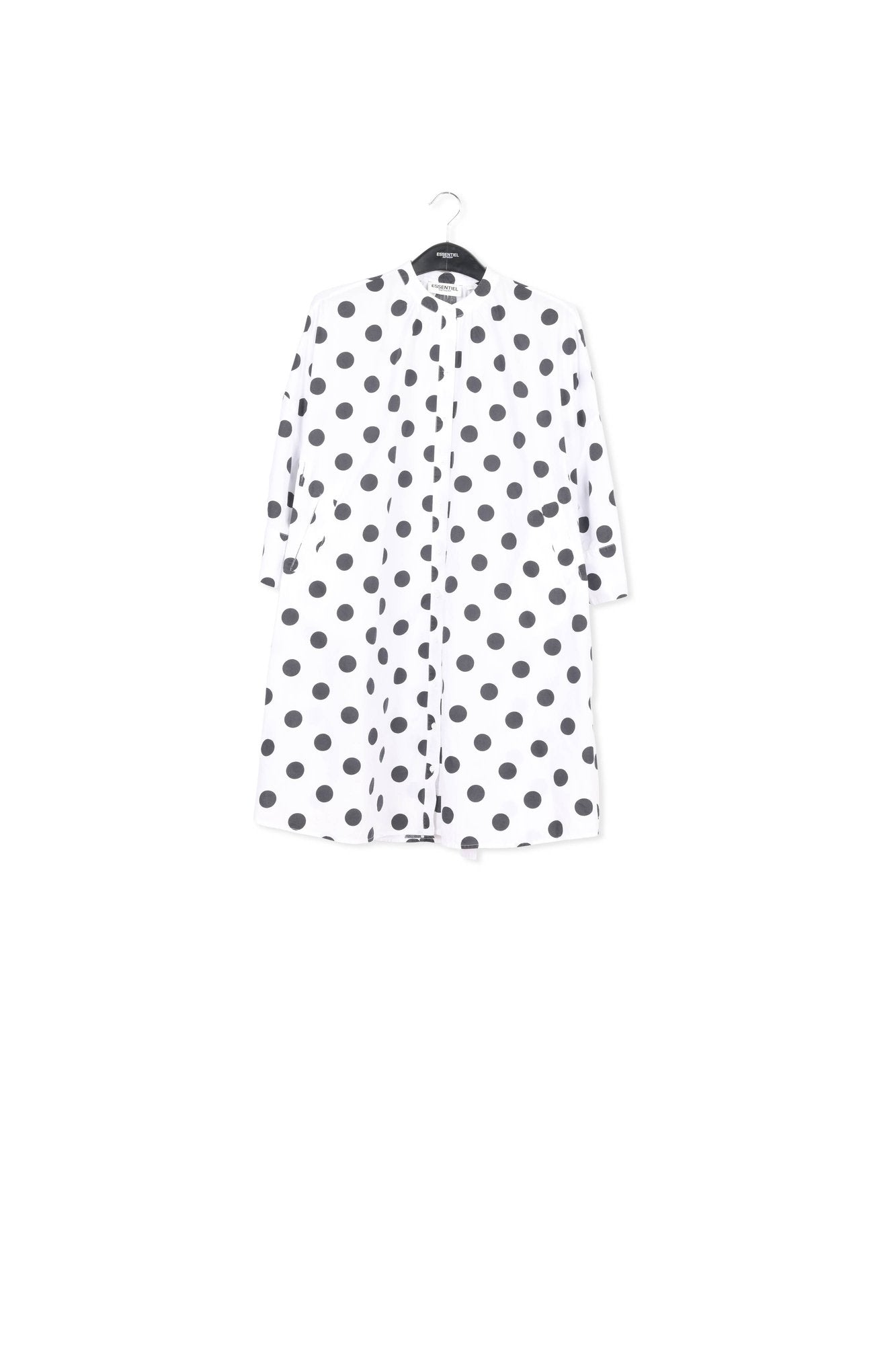 White and black polka-dot knee-length shirt dress RE—SSENTIEL | Essentiel second hand