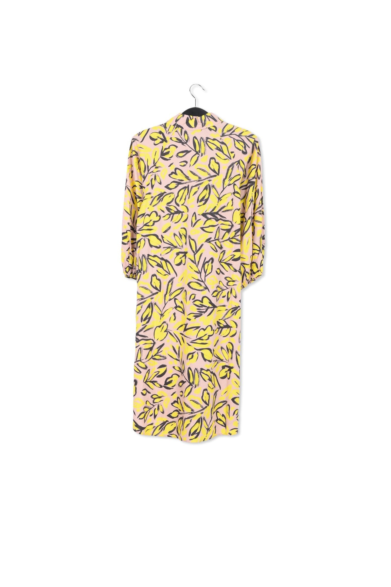Robe chemise à fleurs beige, jaune et noire RE—SSENTIEL | Essentiel second hand