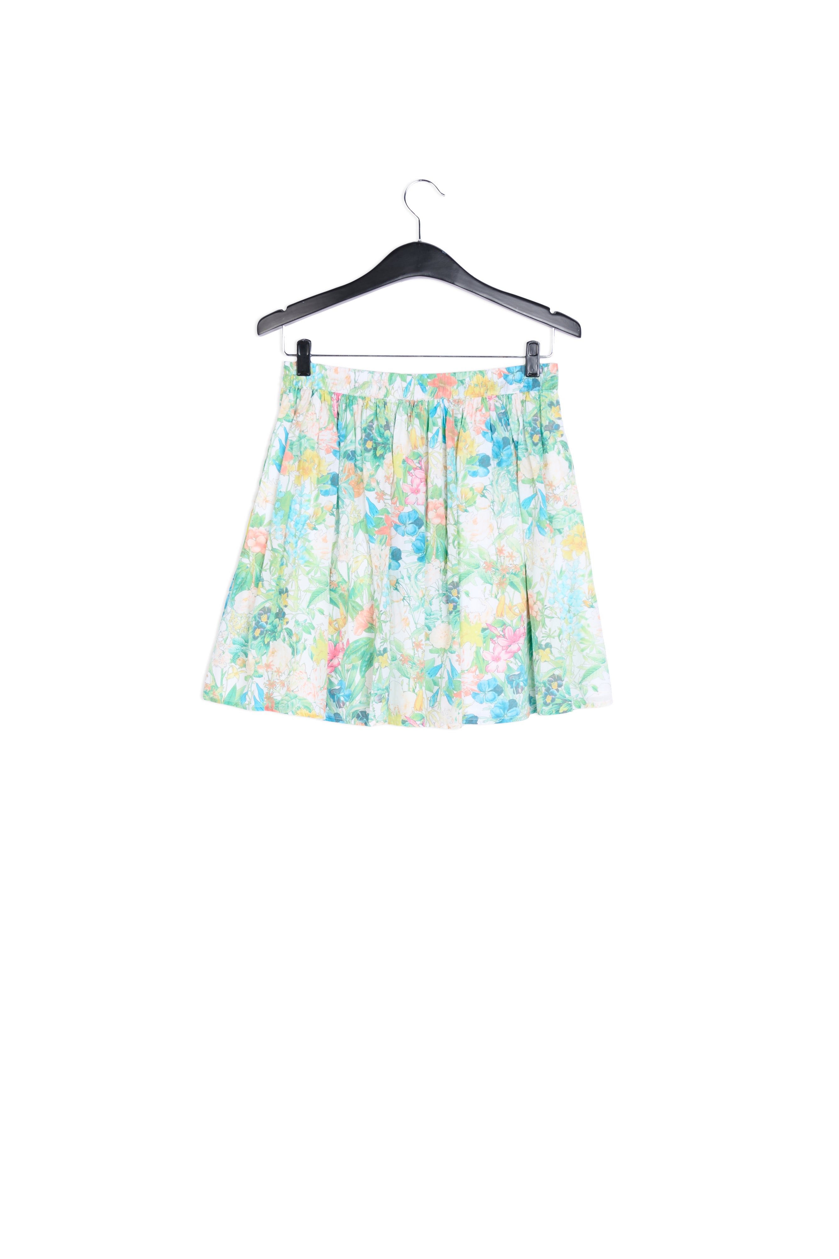 Vibrant green floral print mini skirt RE—SSENTIEL | Essentiel second hand
