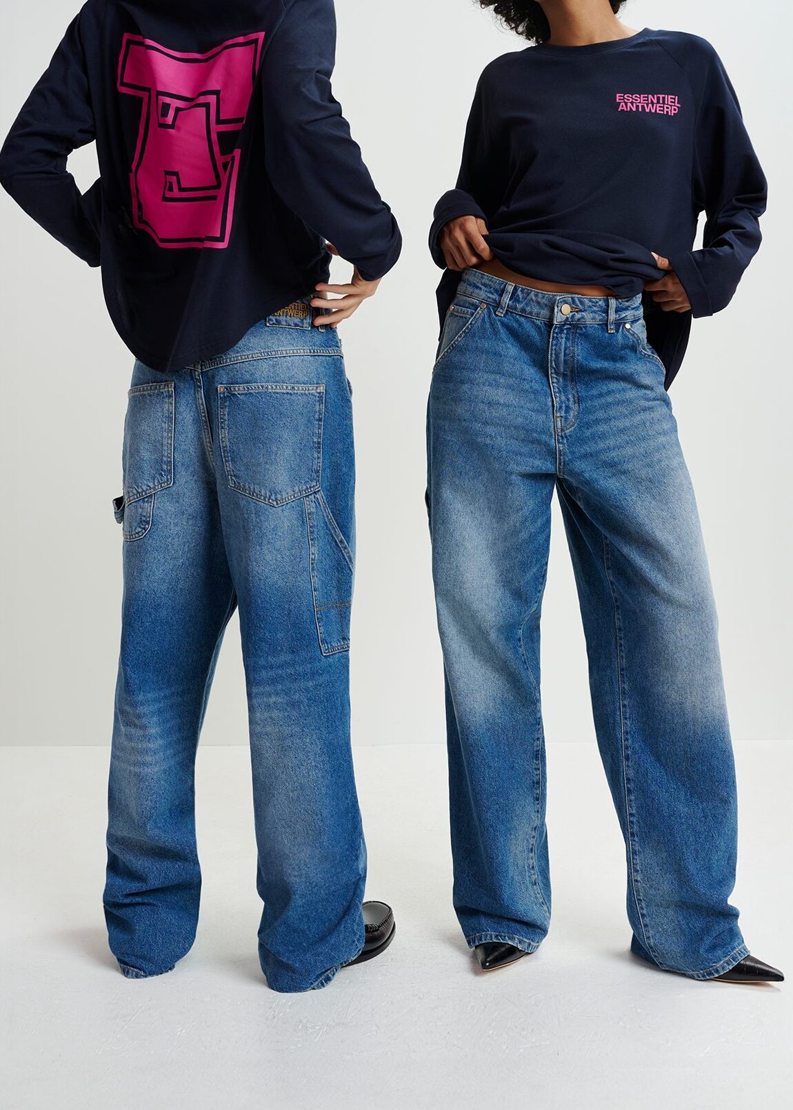 Blauwe timmermansjeans met rechte pijpen RE—SSENTIEL | Essentiel second hand