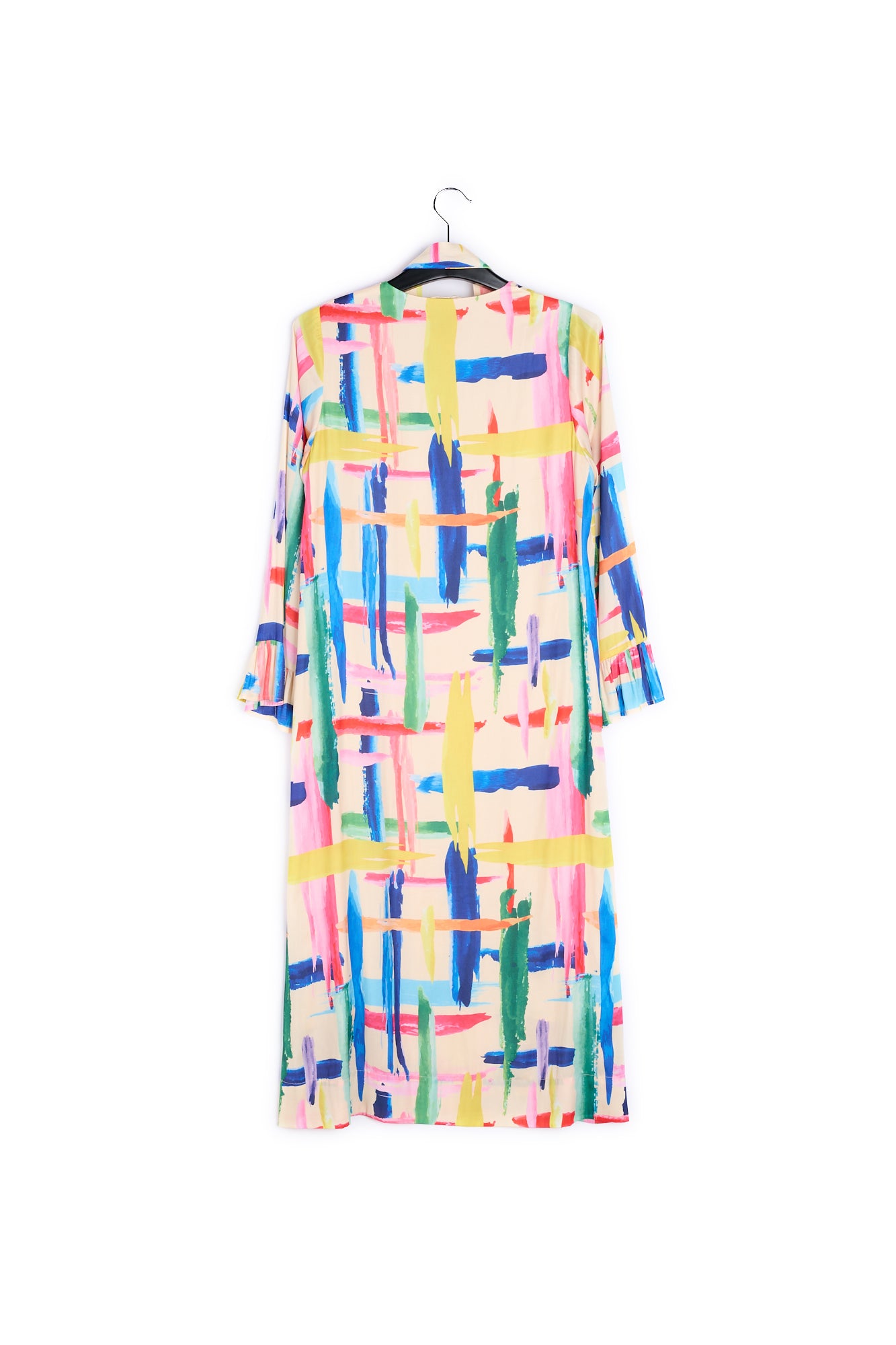 Multicolored graphic striped belted midi dress RE—SSENTIEL | Essentiel second hand