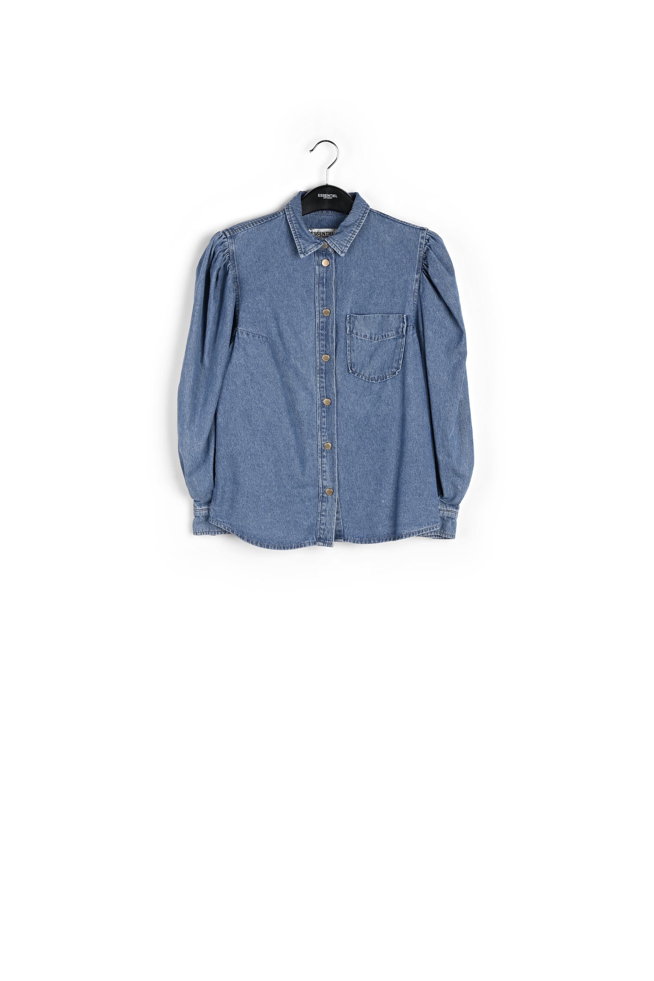 Blauw jeanshemd met pofmouwen RE—SSENTIEL | Essentiel second hand