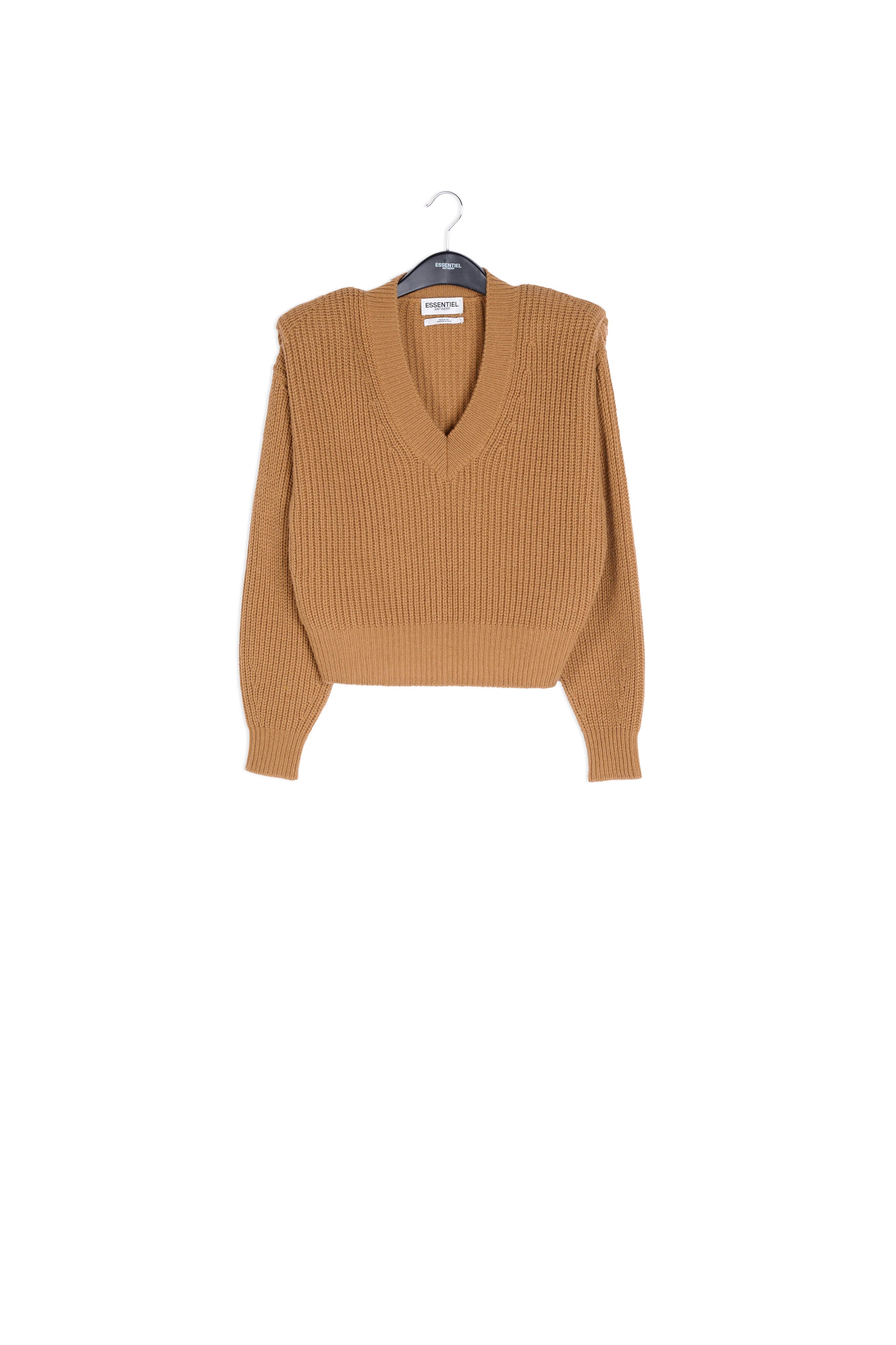 Camel sweater with padded shoulders RE—SSENTIEL | Essentiel second hand