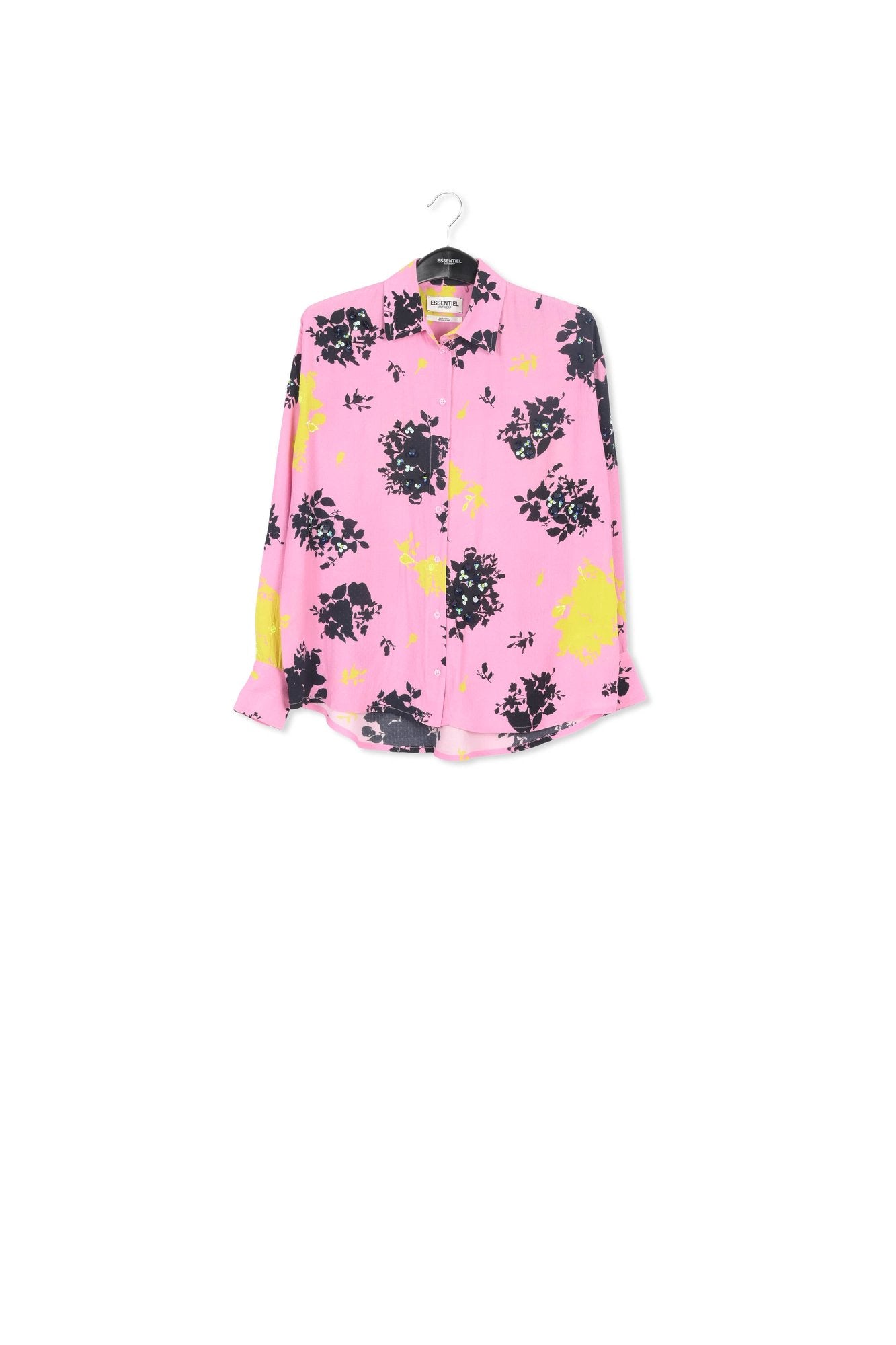 Pink, black and yellow floral print shirt RE—SSENTIEL | Essentiel second hand