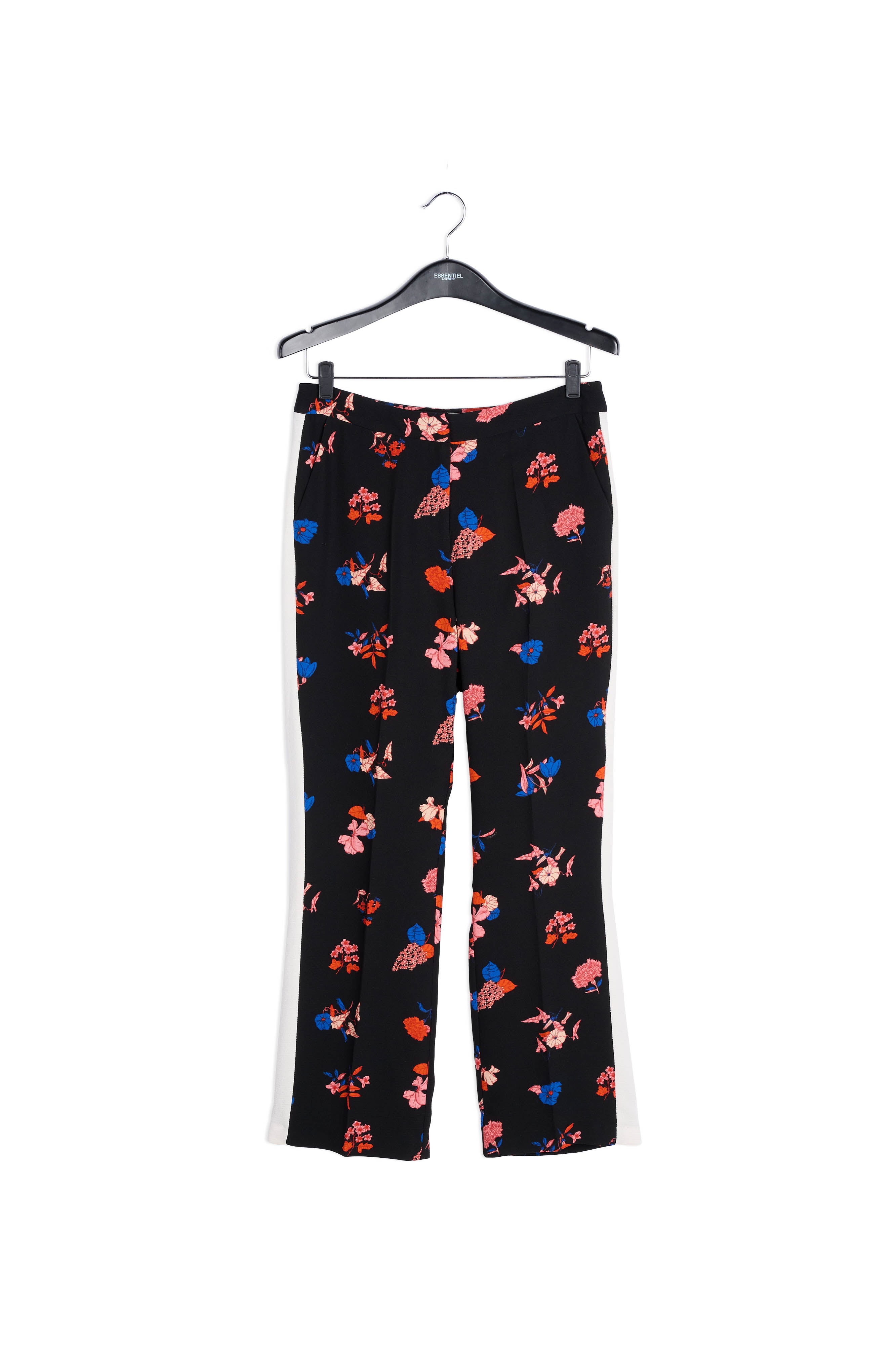 Pantalon noir floral à jambes droites RE—SSENTIEL | Essentiel second hand