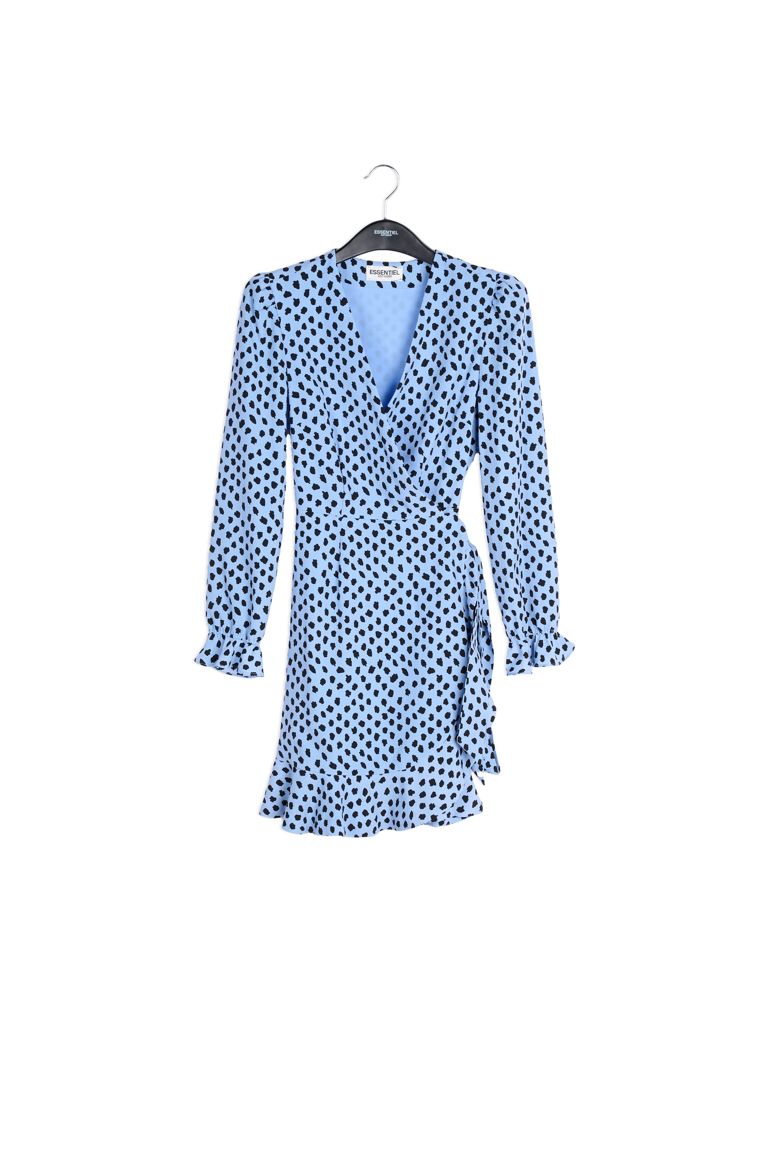 Light blue polka dot wrap mini dress RE—SSENTIEL | Essentiel second hand