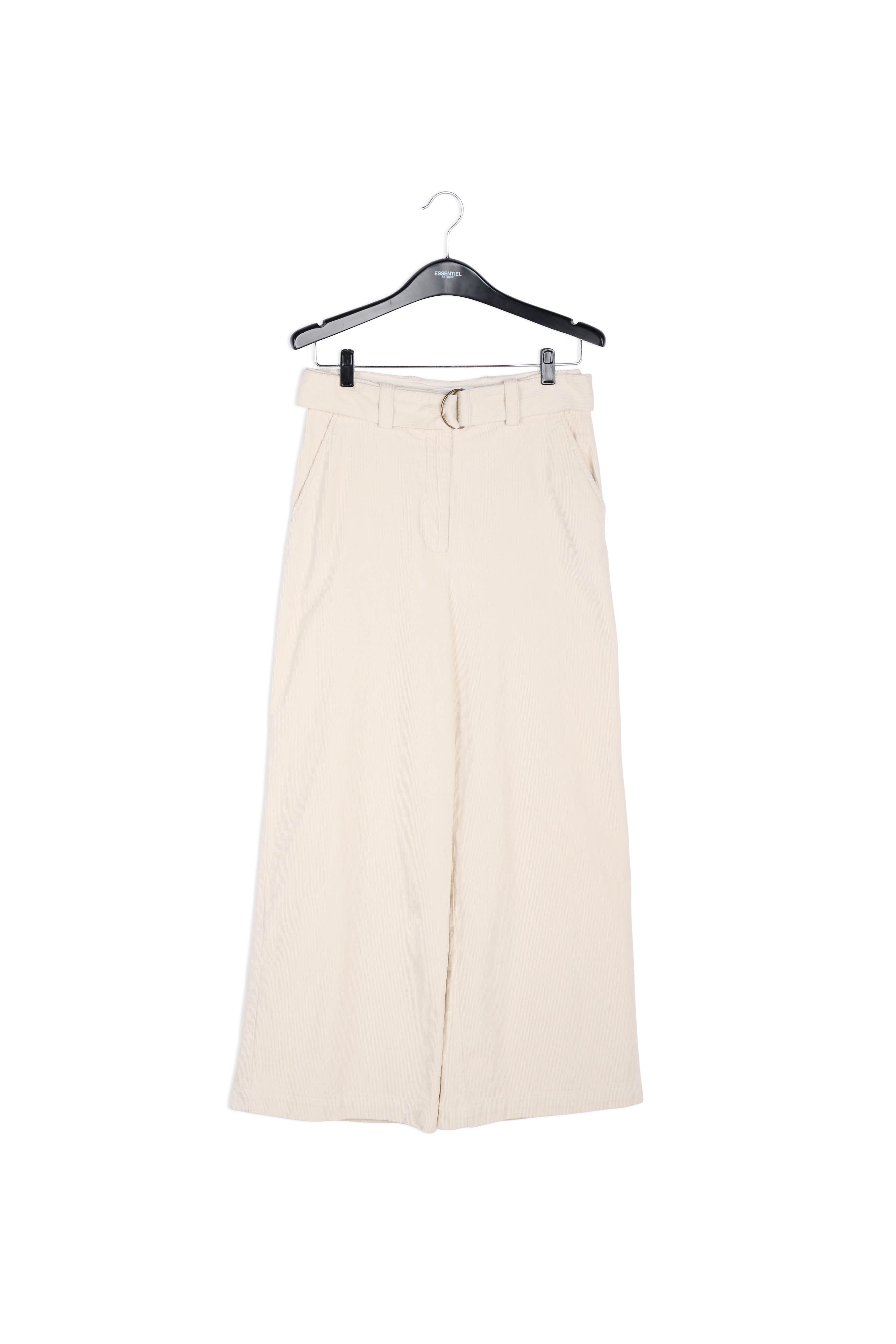 Gebroken witte katoenfluwelen broek met riem RE—SSENTIEL | Essentiel second hand