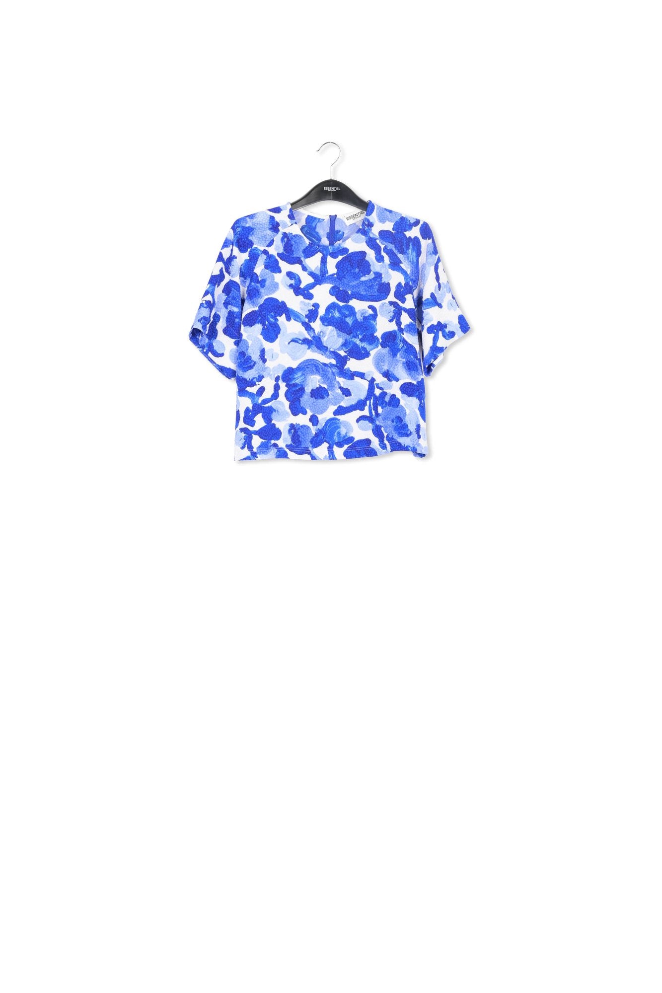 White and blue floral print oversized top RE—SSENTIEL | Essentiel second hand