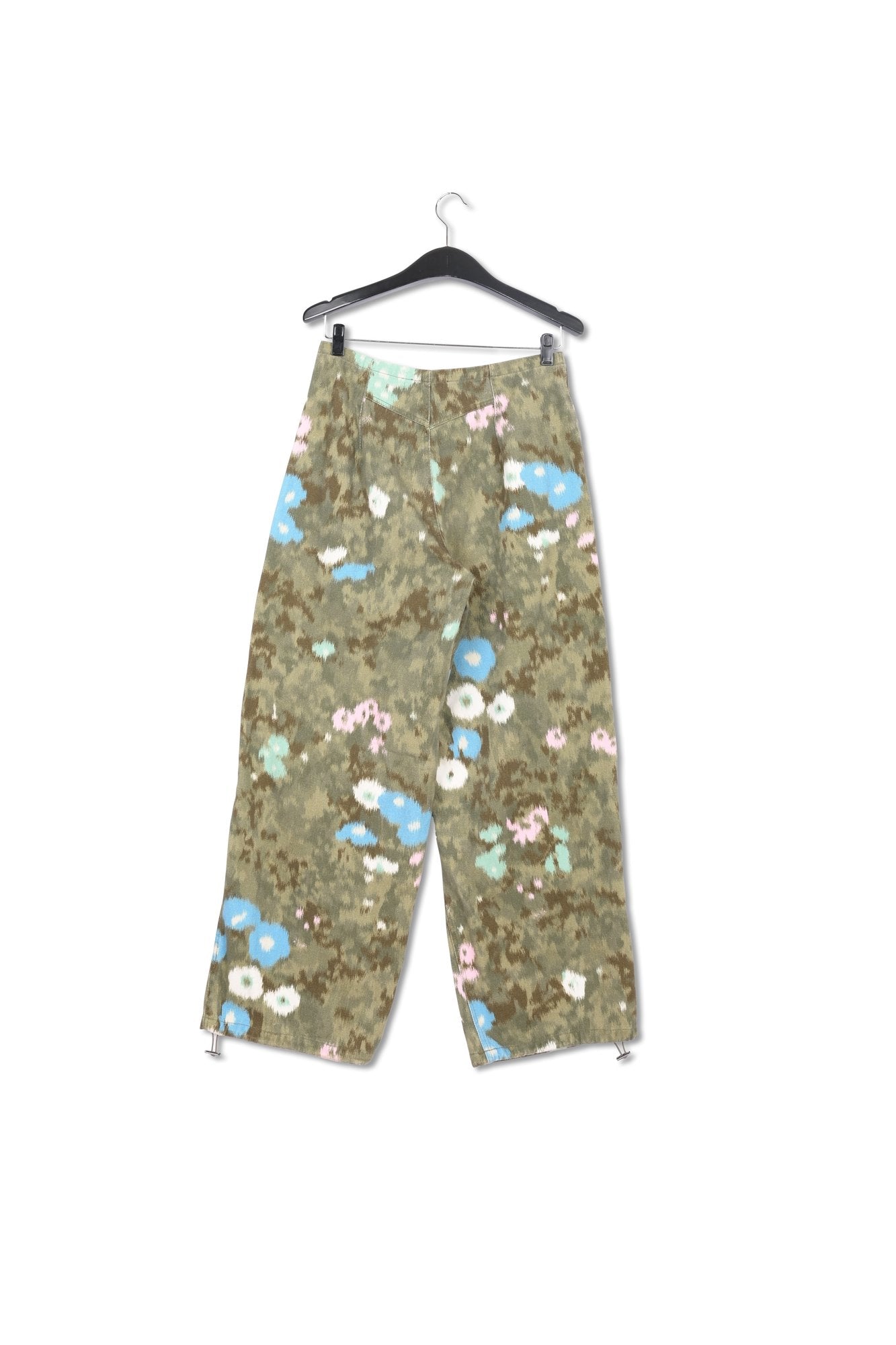 Khaki floral print cotton cargo pants RE—SSENTIEL | Essentiel second hand