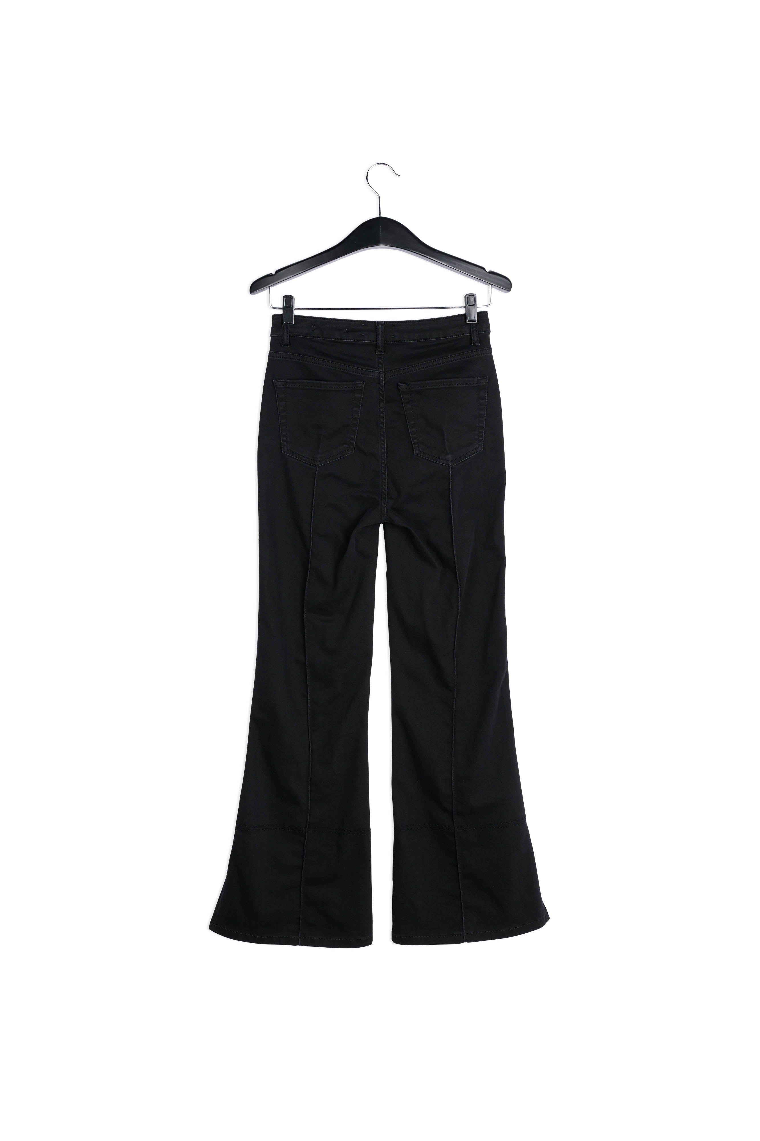 Zwarte katoenmix jeans met uitlopende pijpen RE—SSENTIEL | Essentiel second hand