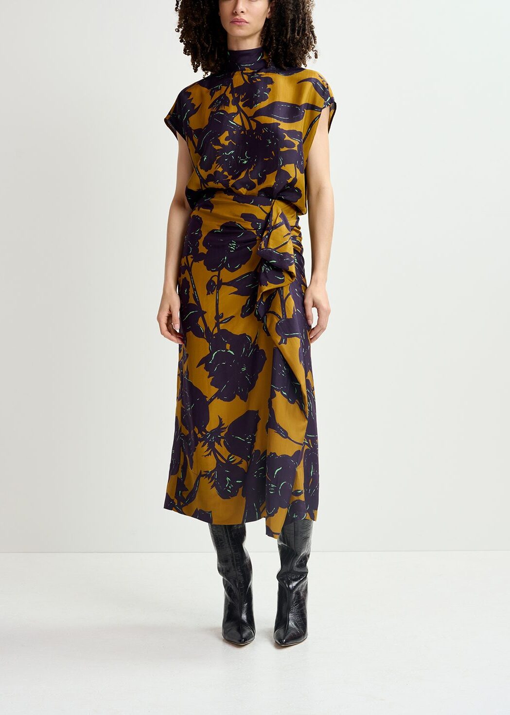 Top en soie bronze à imprimé fleuri RE—SSENTIEL | Essentiel second hand