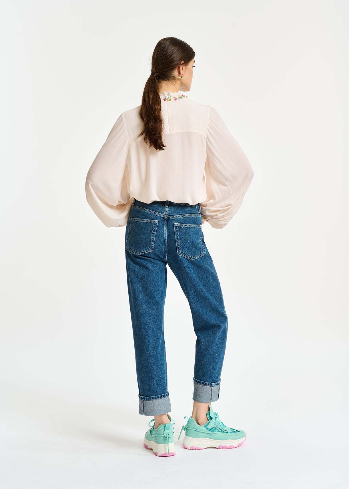 Cropped high-rise blue jeans RE—SSENTIEL | Essentiel second hand