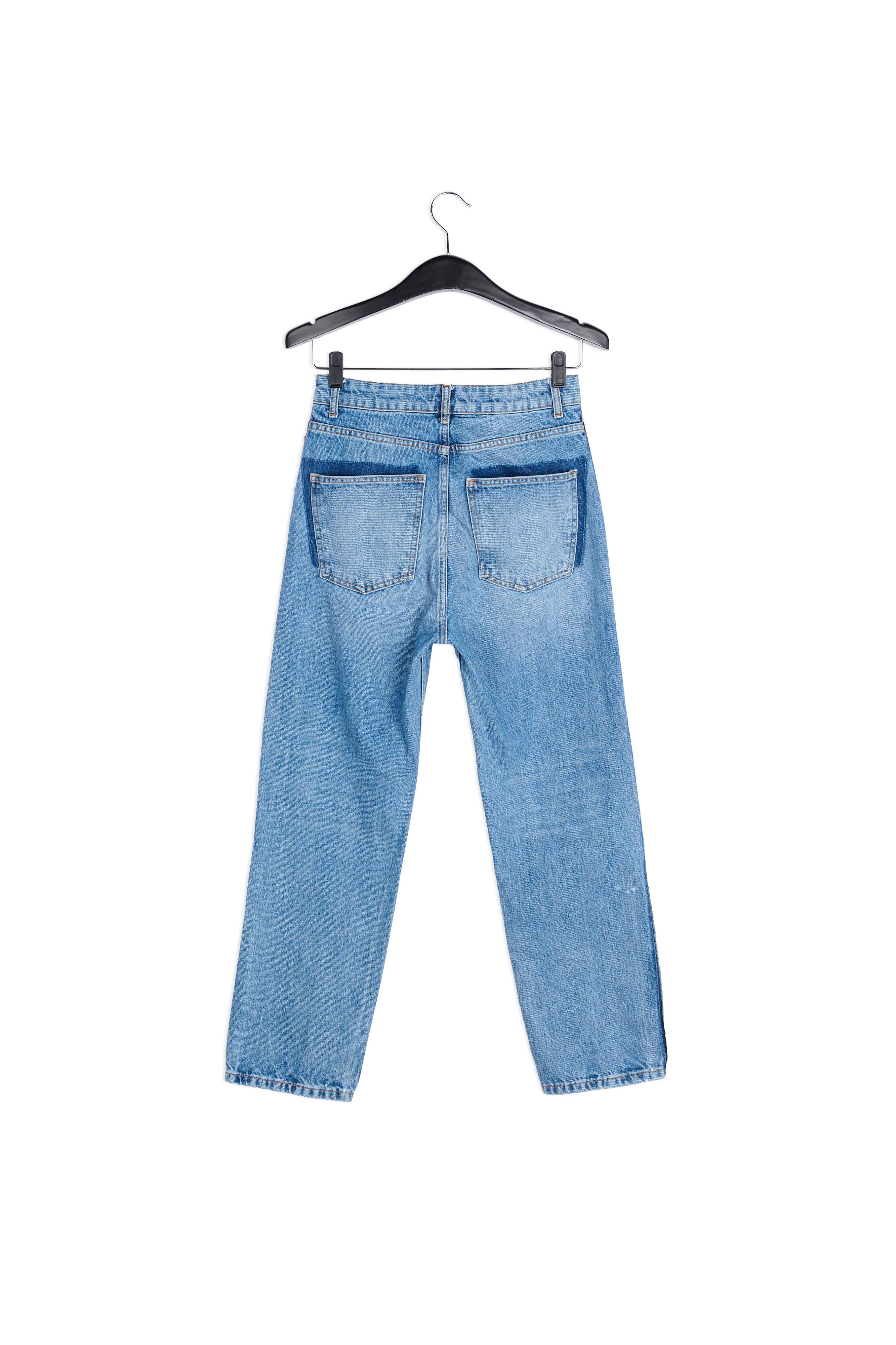 Donkerblauwe afgewassen jeans met hoge taille RE—SSENTIEL | Essentiel second hand