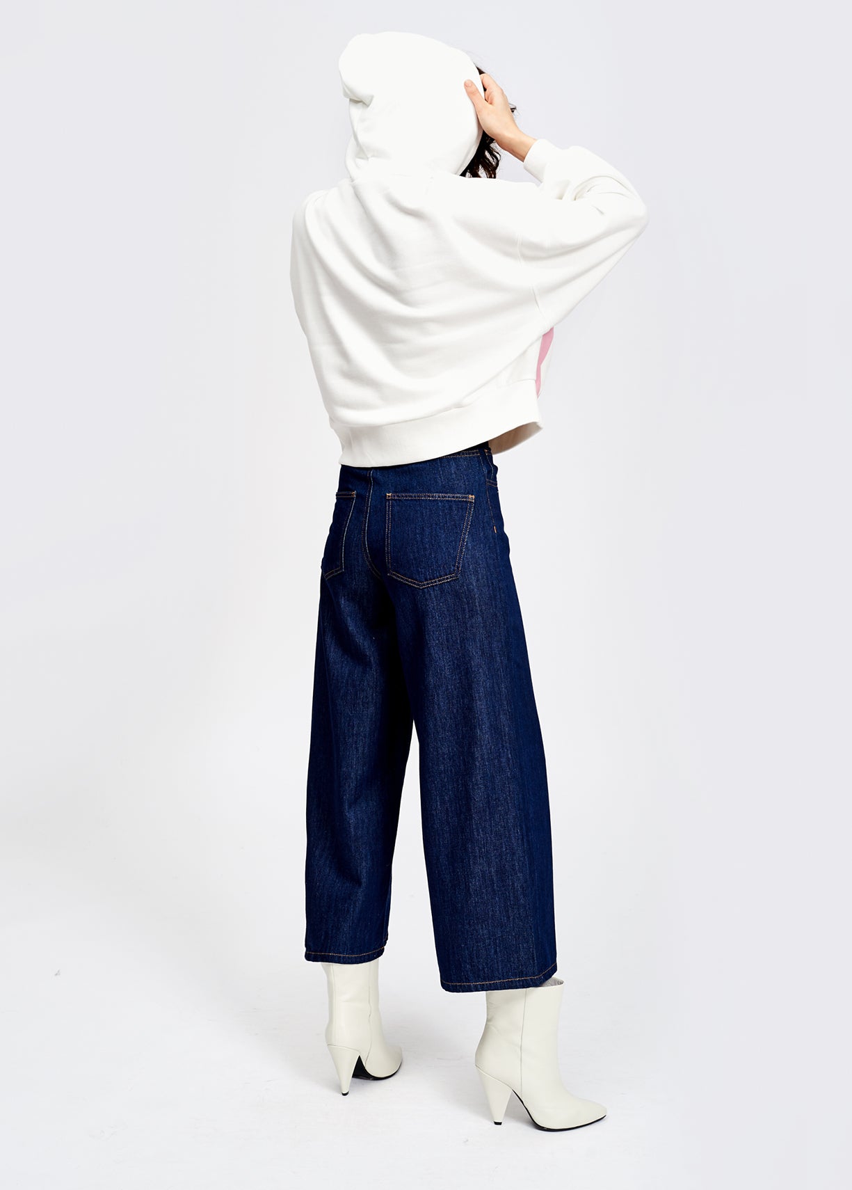Dark blue cropped wide-leg jeans RE—SSENTIEL | Essentiel second hand