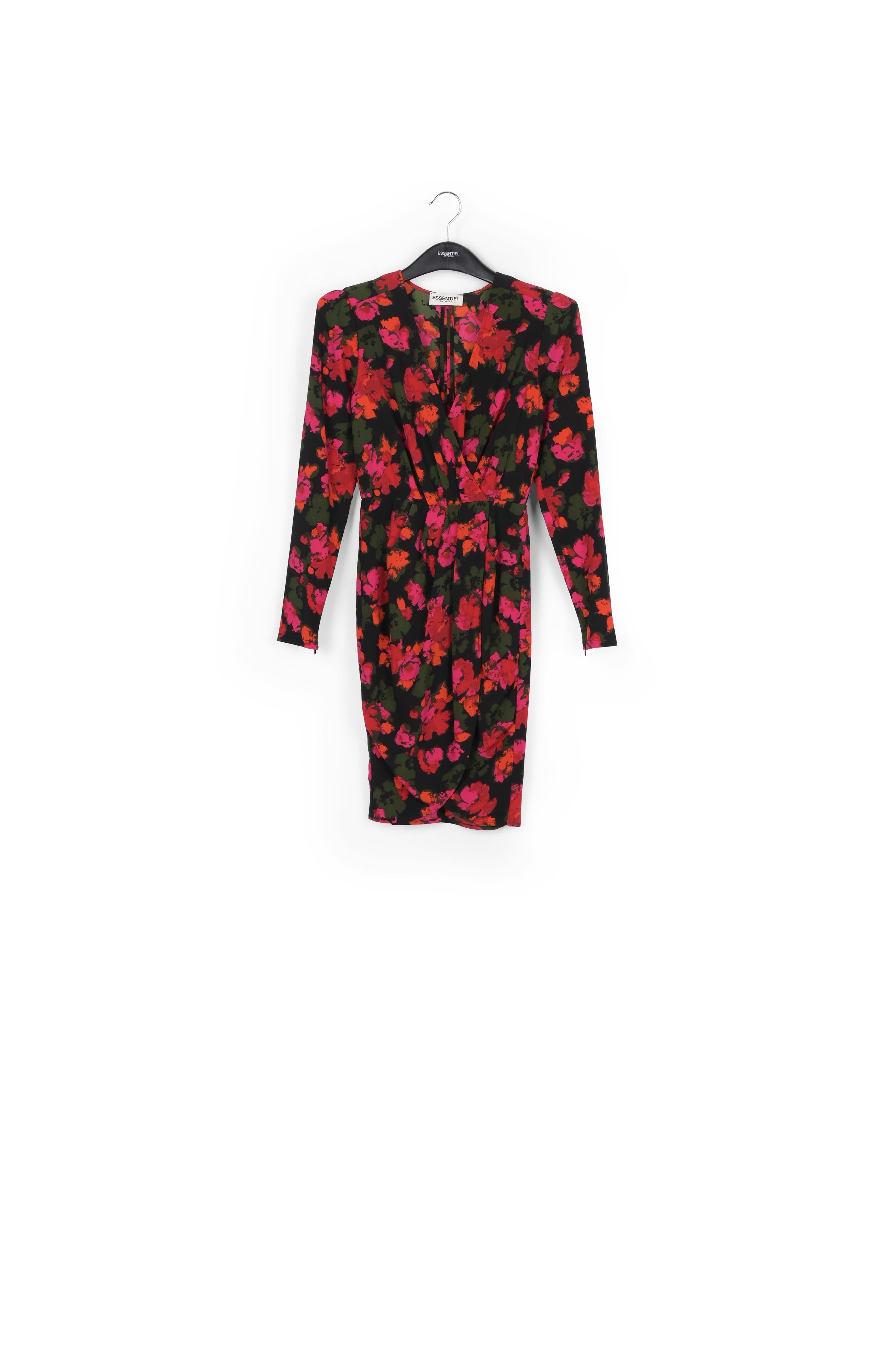 Black and blue wrap effect midi dress RE—SSENTIEL | Essentiel second hand