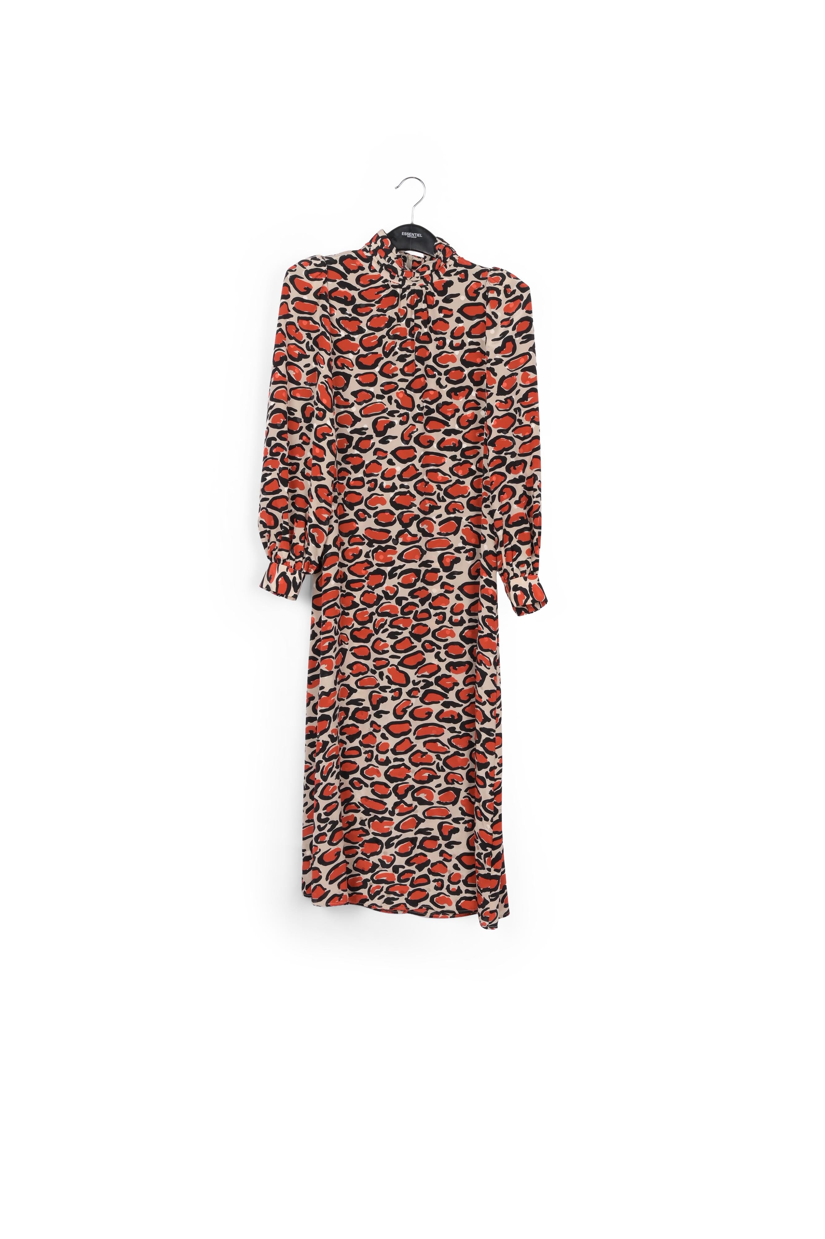 Robe midi écrue à col roulé en soie à imprimé léopard RE—SSENTIEL | Essentiel second hand