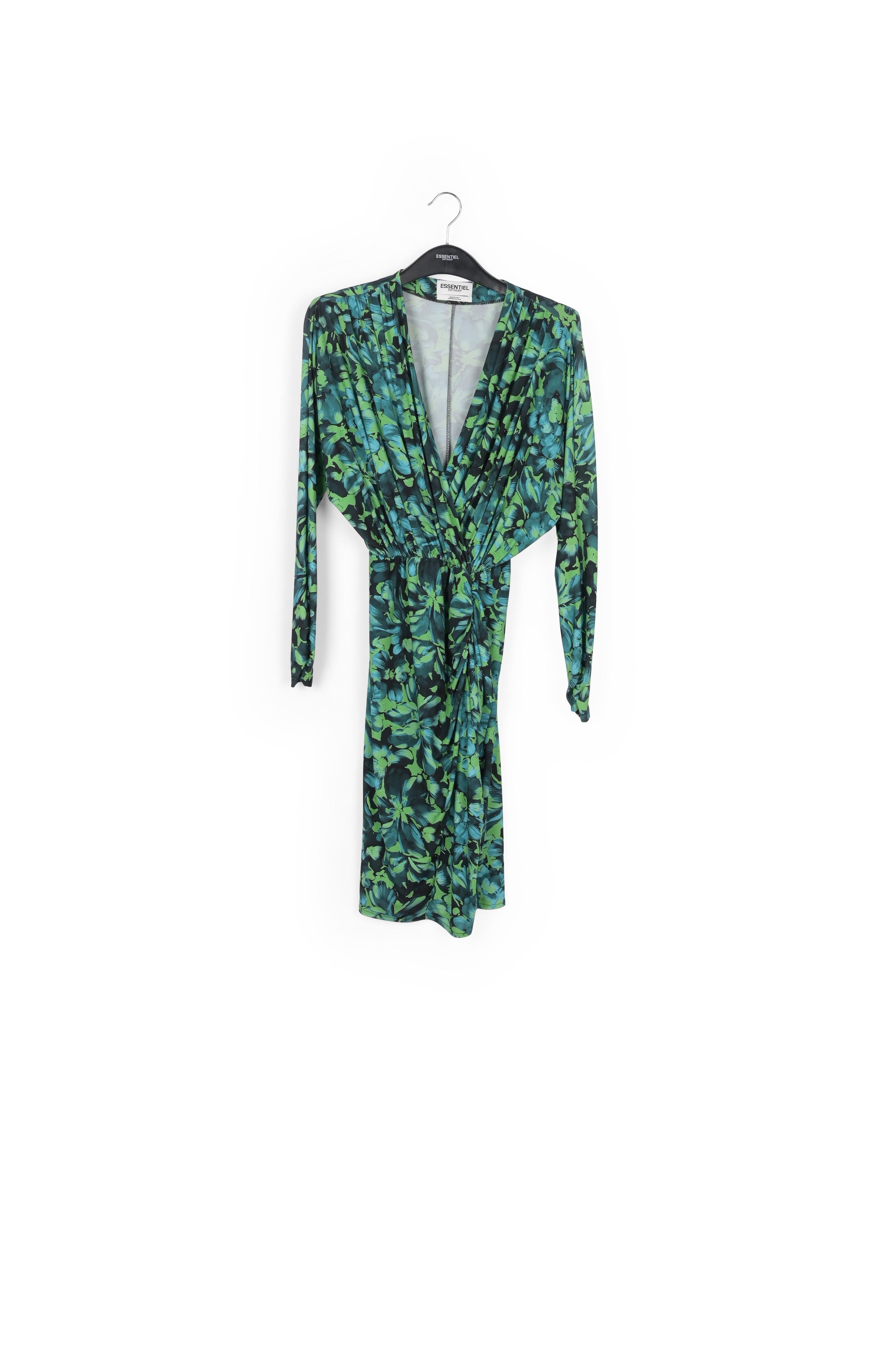 Green and blue fitted wrap dress RE—SSENTIEL | Essentiel second hand